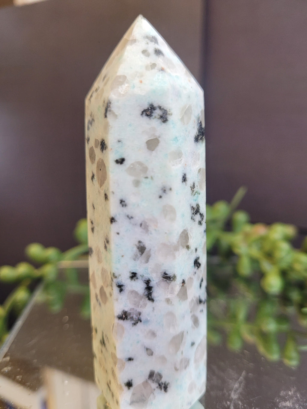 Kiwi Jasper Crystal Tower | Blue Kiwi Stone Point | Polished Crystal Generator | One-of-a-Kind