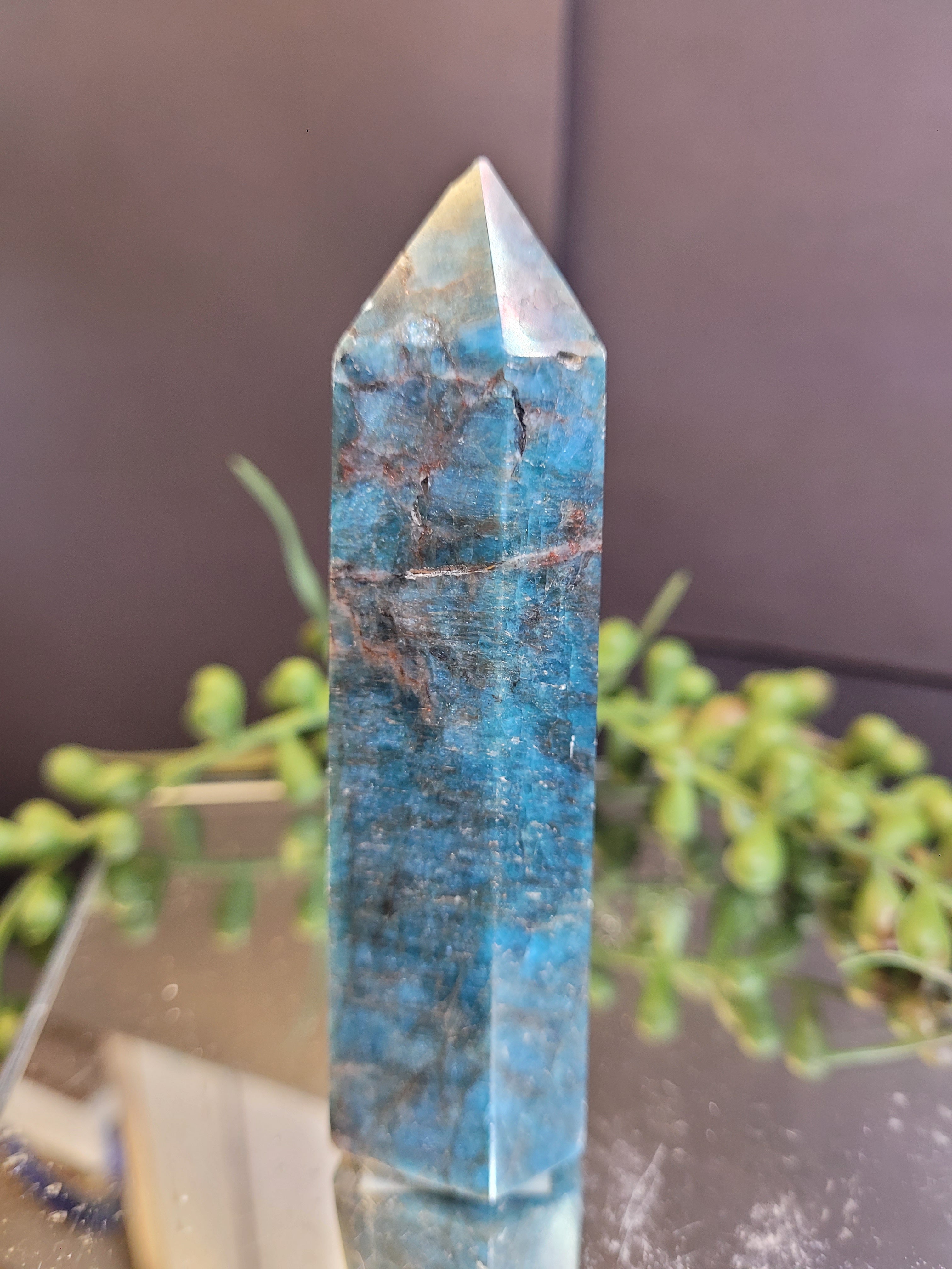 Blue Apatite Crystal Tower | 3.64" Polished Point | 100g Natural Blue Apatite Generator