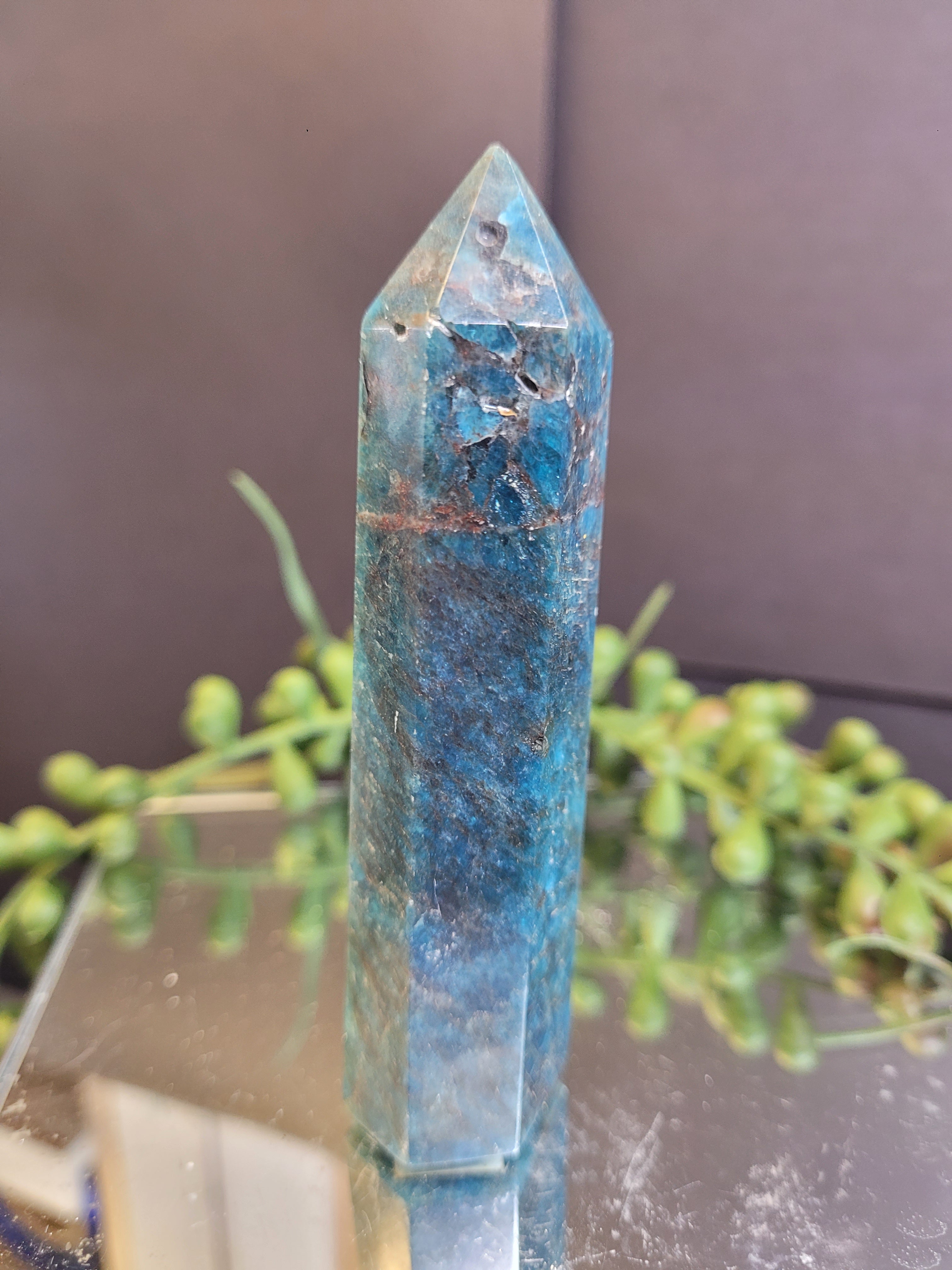 Blue Apatite Crystal Tower | 3.64" Polished Point | 100g Natural Blue Apatite Generator