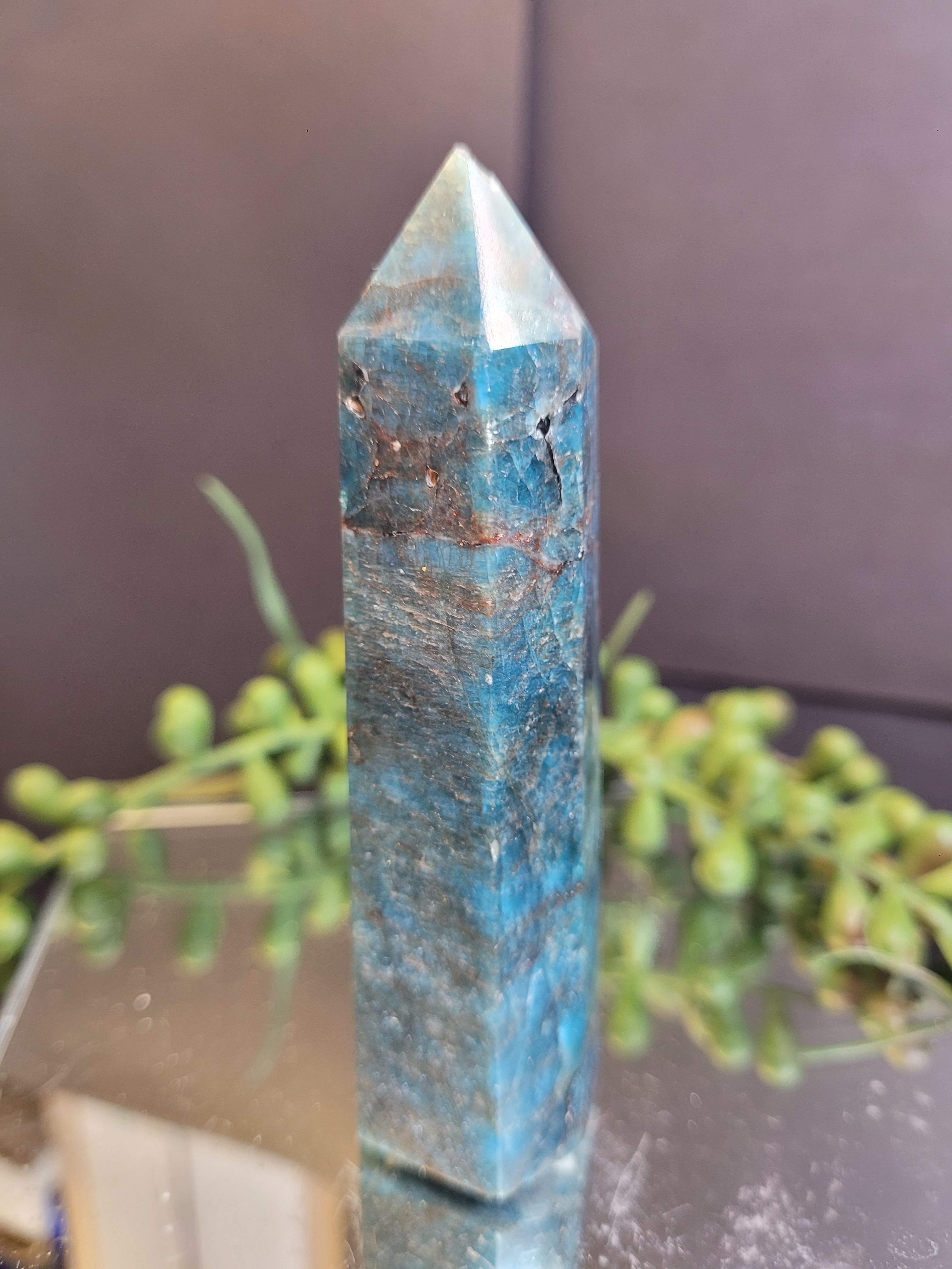 Blue Apatite Crystal Tower | 3.64" Polished Point | 100g Natural Blue Apatite Generator