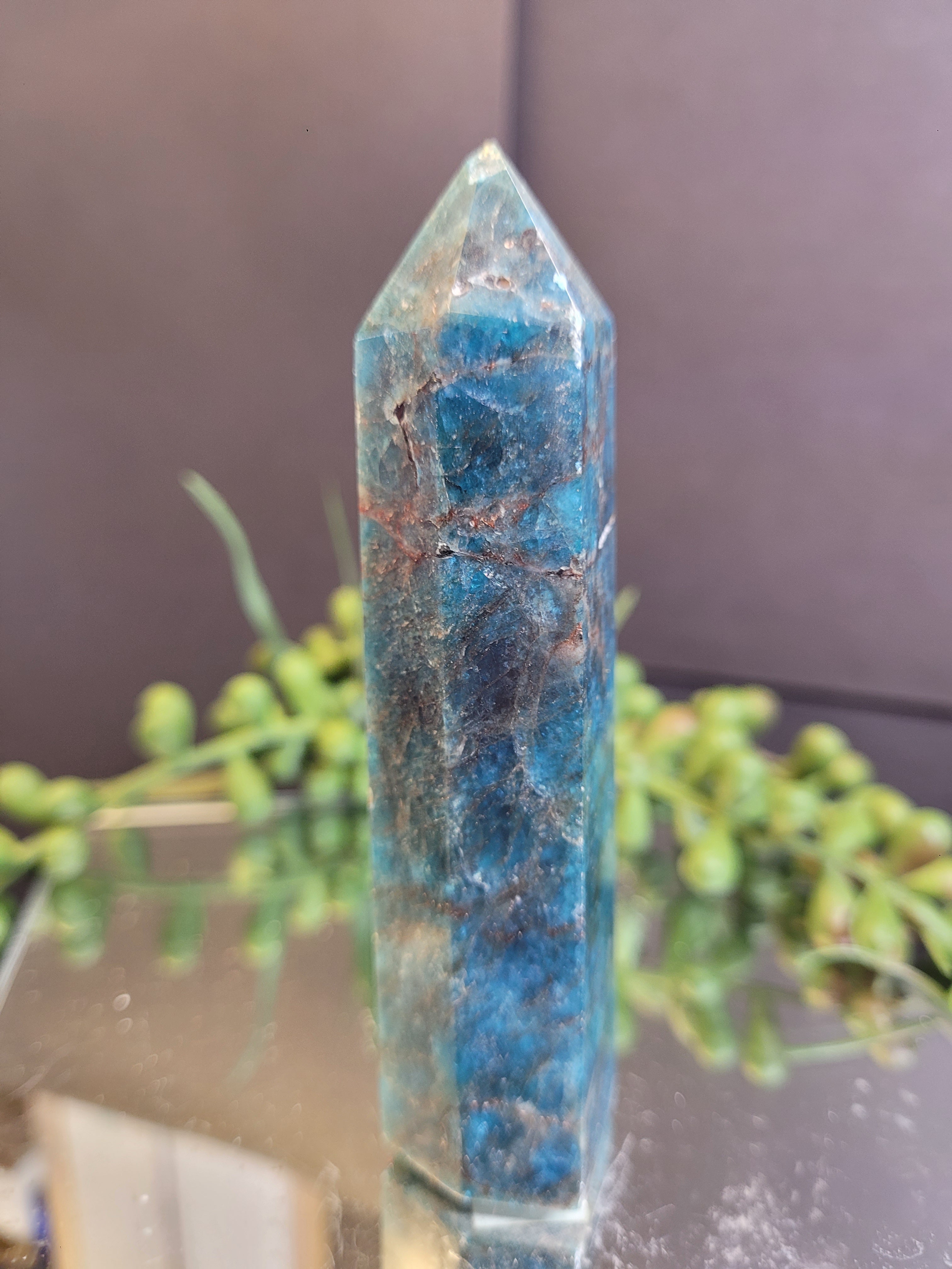 Blue Apatite Crystal Tower | 3.64" Polished Point | 100g Natural Blue Apatite Generator