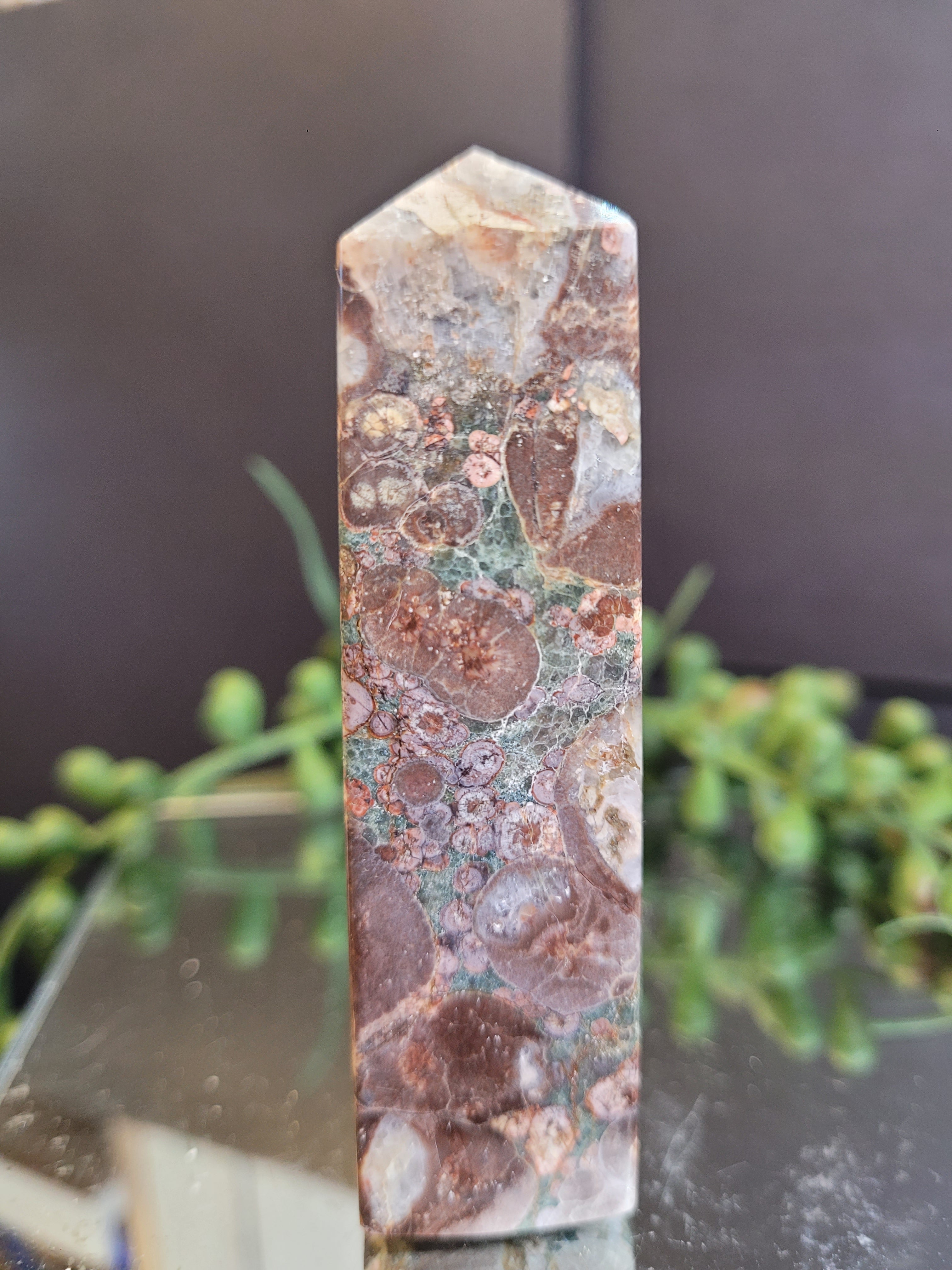 Rainforest Jasper Tower | Natural Rhyolite Crystal Point | Orbicular Jasper | 93.1mm | 89g
