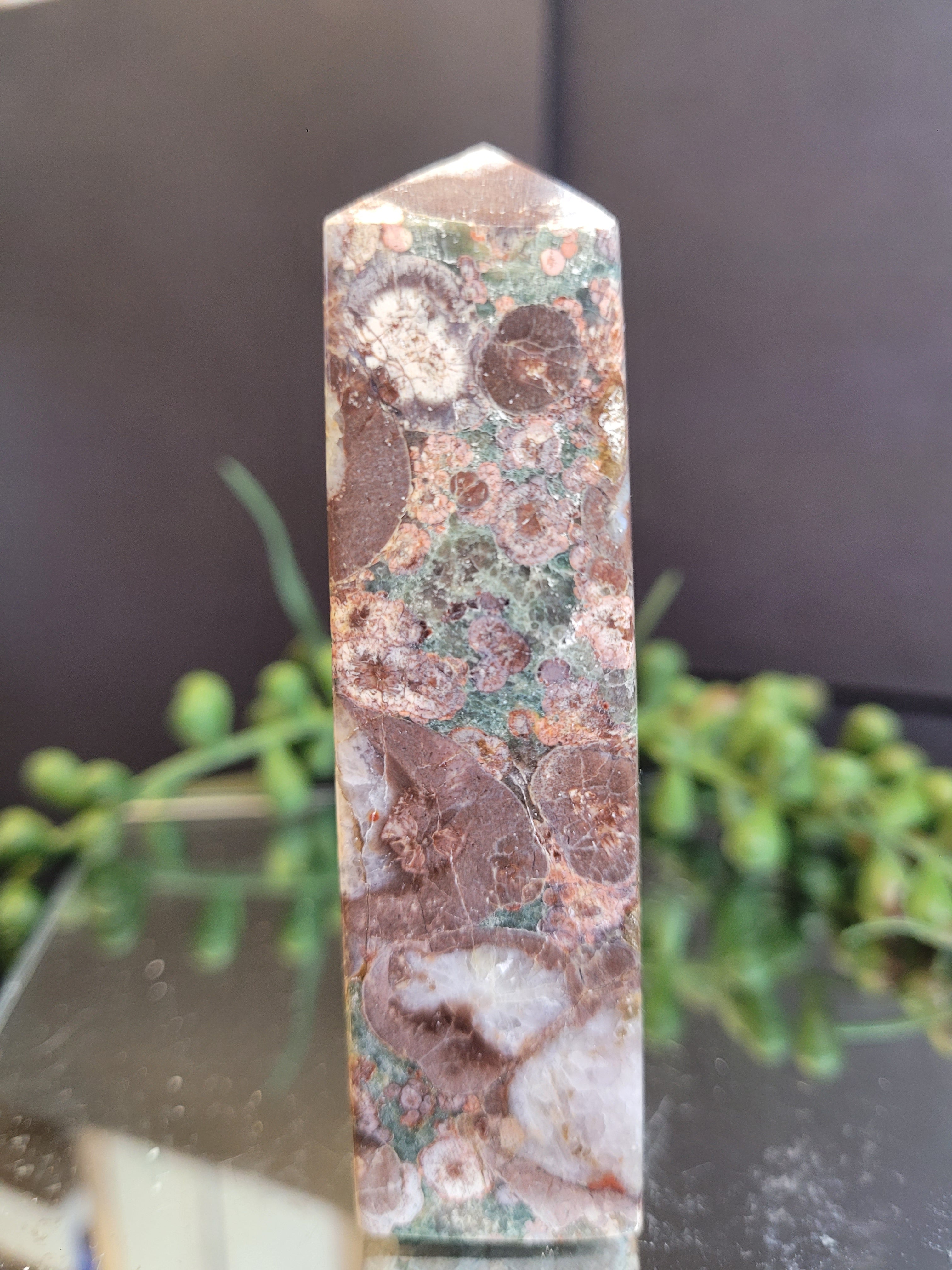 Rainforest Jasper Tower | Natural Rhyolite Crystal Point | Orbicular Jasper | 93.1mm | 89g