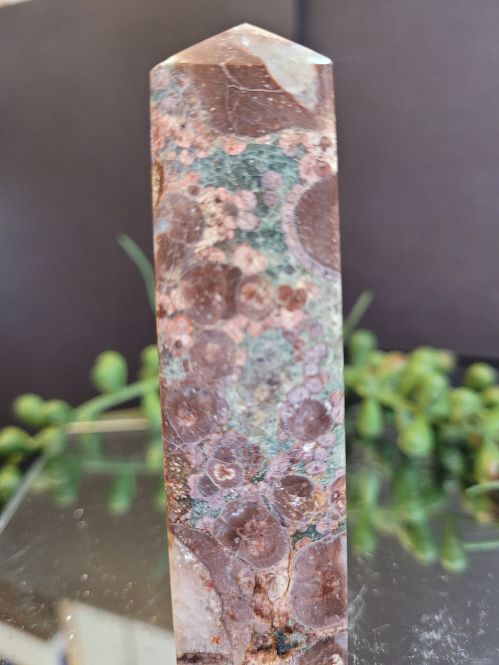 Rainforest Jasper Tower | Natural Rhyolite Crystal Point | Orbicular Jasper | 93.1mm | 89g