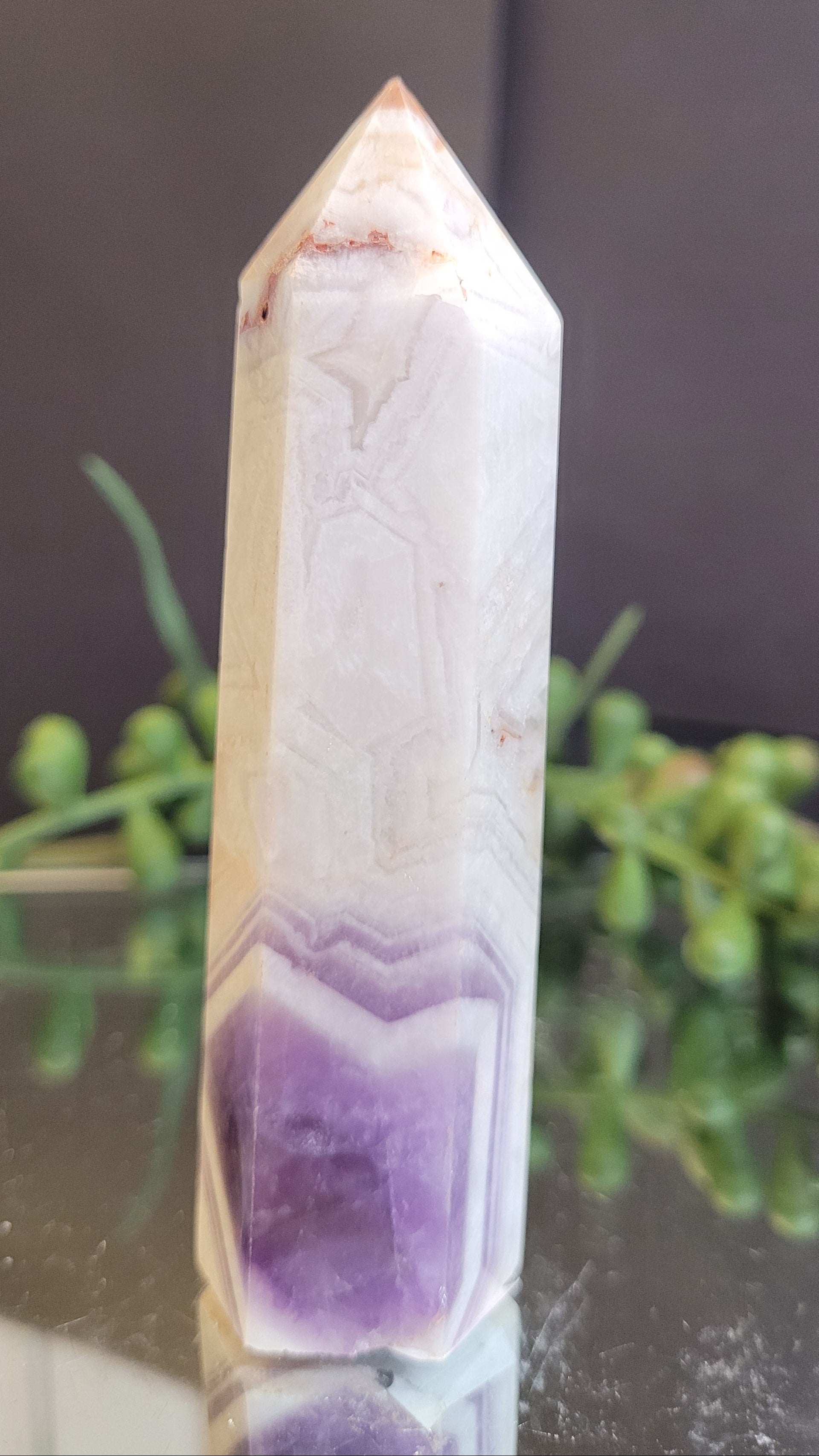 Chevron Amethyst Tower | Natural Dream Amethyst Quartz Point | 93.1mm | 78g