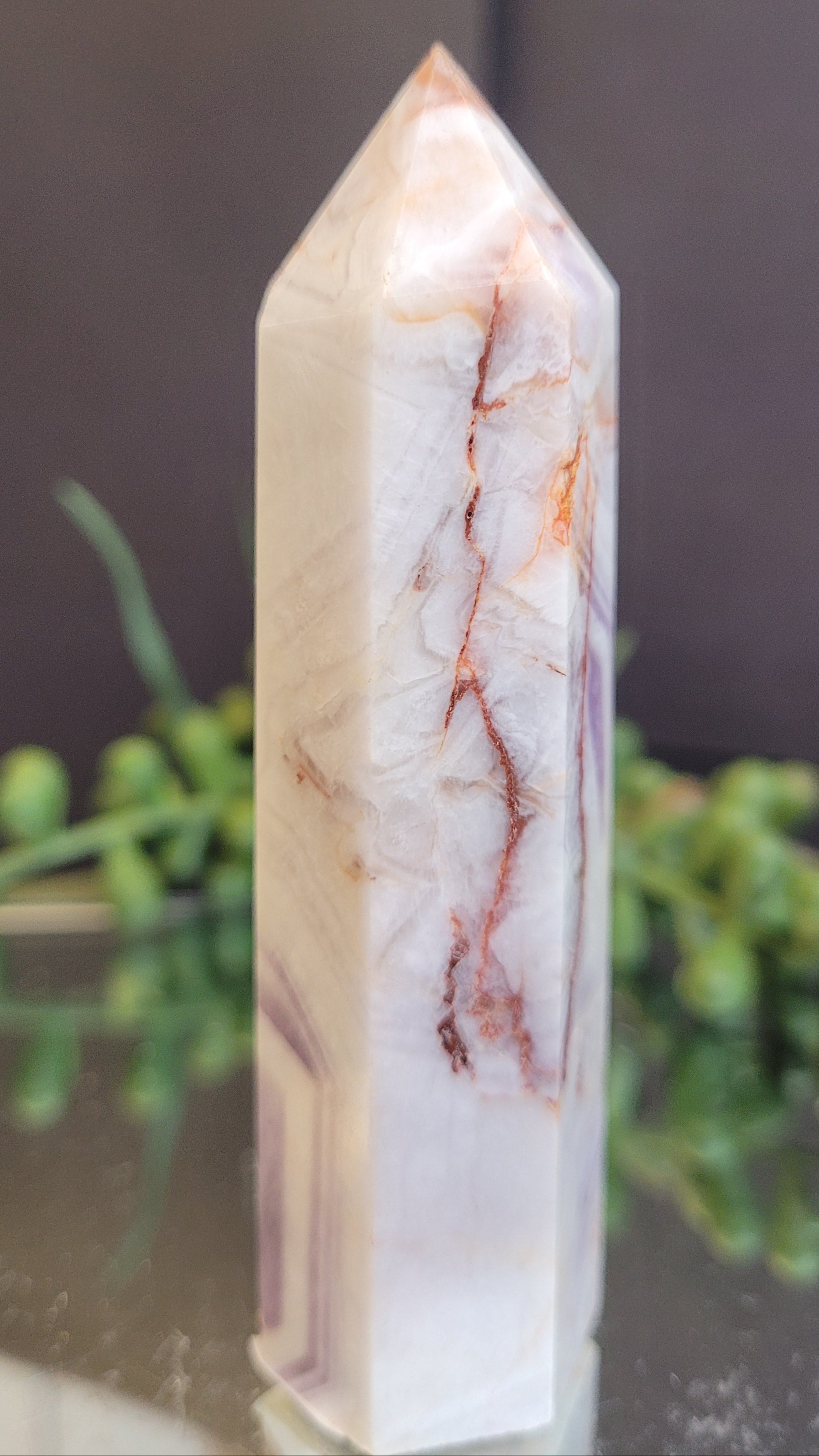 Chevron Amethyst Tower | Natural Dream Amethyst Quartz Point | 93.1mm | 78g