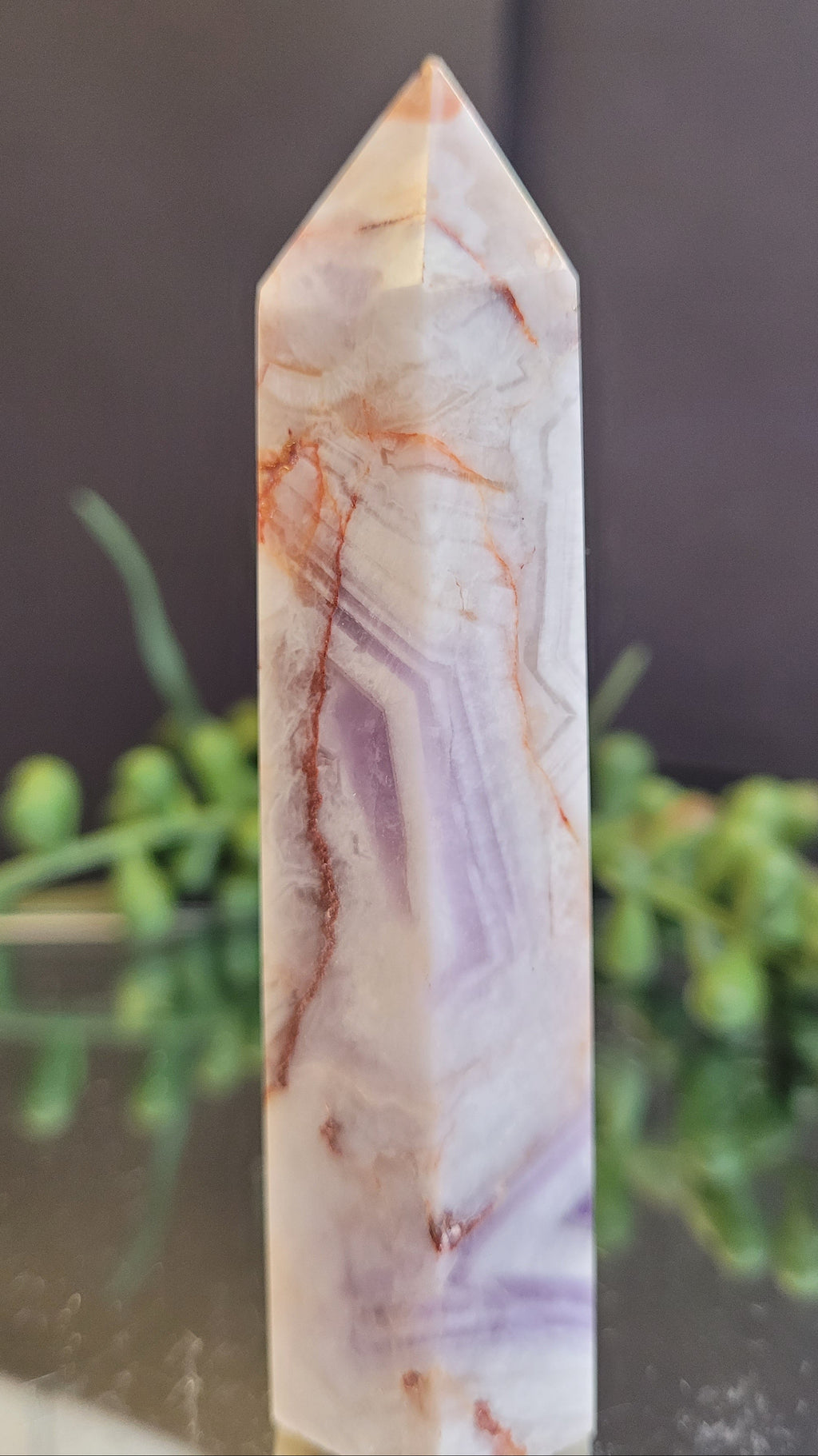 Chevron Amethyst Tower | Natural Dream Amethyst Quartz Point | 93.1mm | 78g