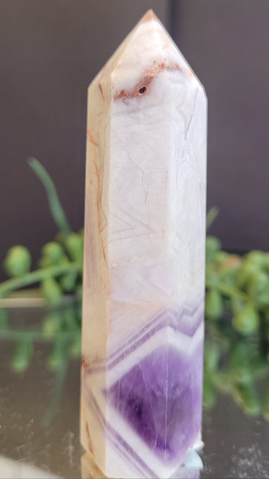 Chevron Amethyst Tower | Natural Dream Amethyst Quartz Point | 93.1mm | 78g