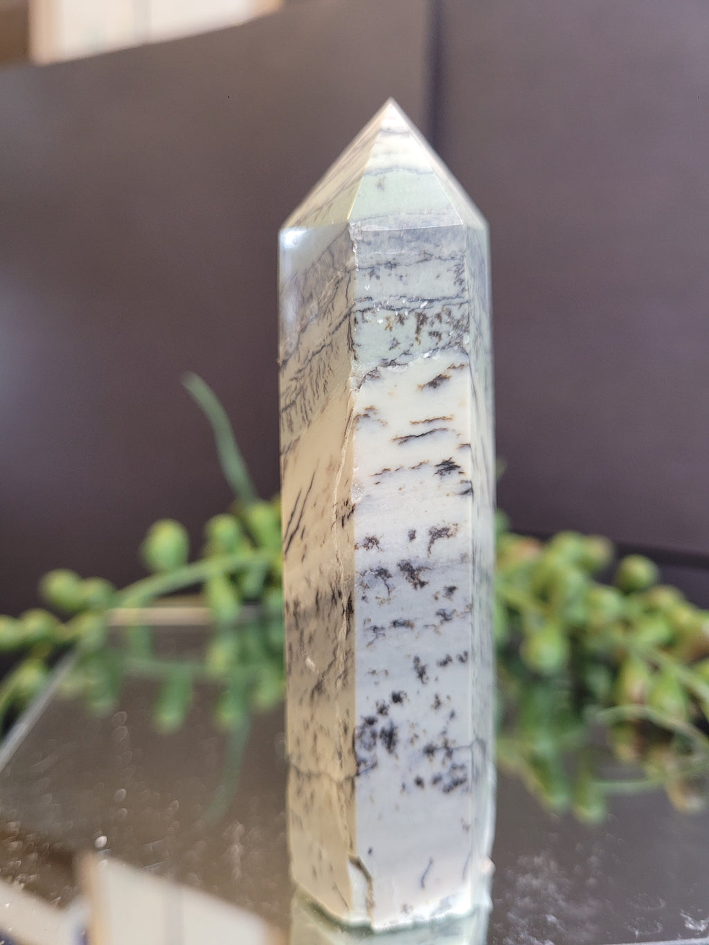 Dendritic Opal Tower | Natural Landscape Dendritic Opal Crystal Point | 98g | 93.1mm