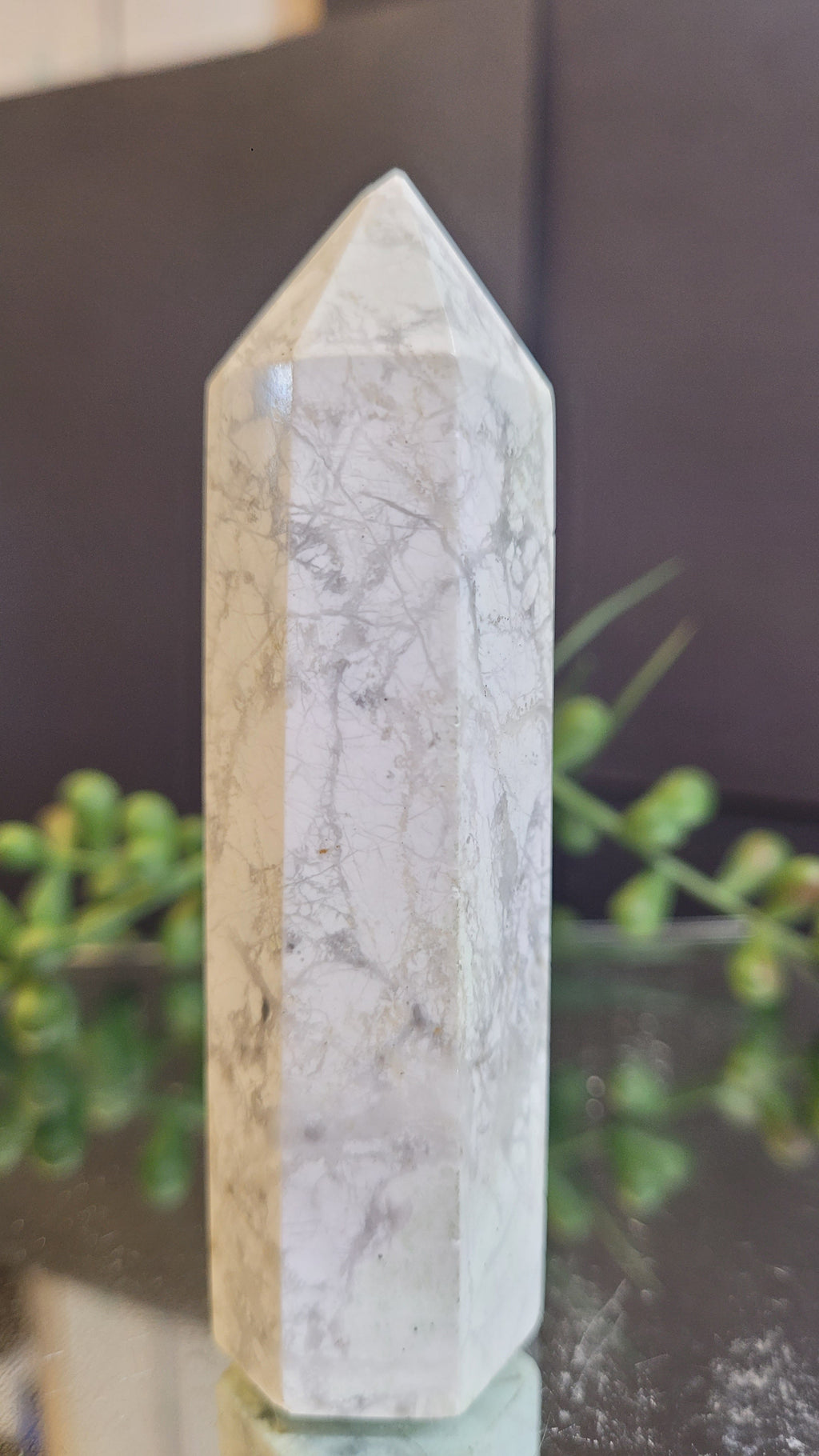 Natural Spiderweb Howlite Tower | 91mm Polished Crystal Point | 86g
