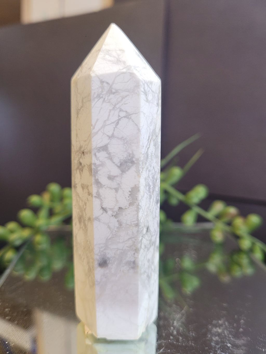 Natural Spiderweb Howlite Tower | 91mm Polished Crystal Point | 86g