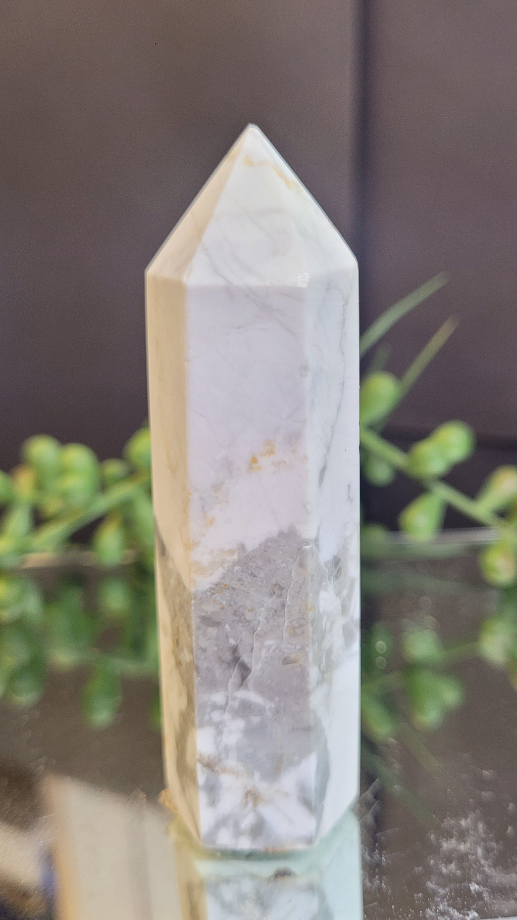 Natural Howlite Tower | 77mm Polished Crystal Point | 69g