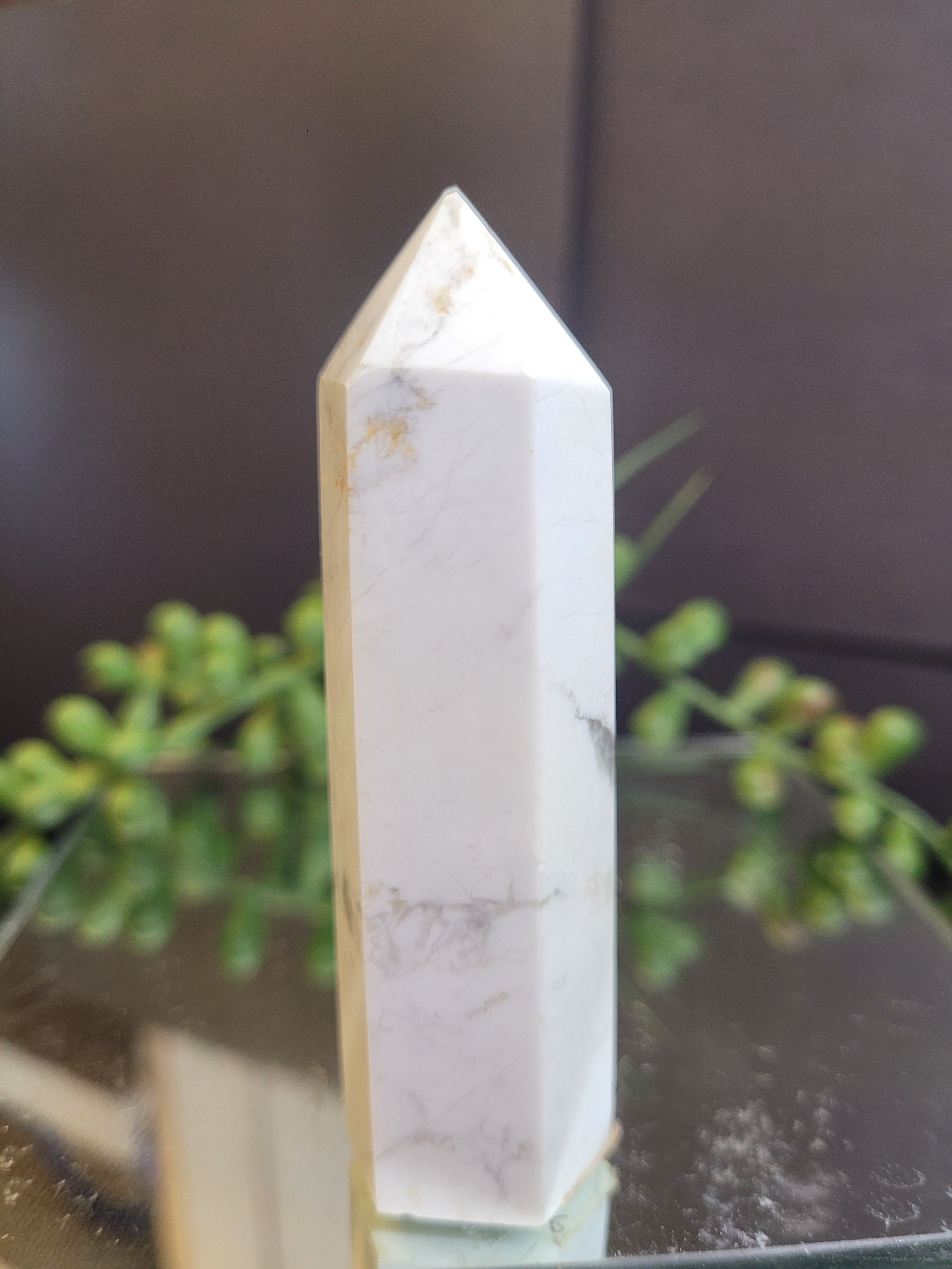 Natural Howlite Tower | 77mm Polished Crystal Point | 69g