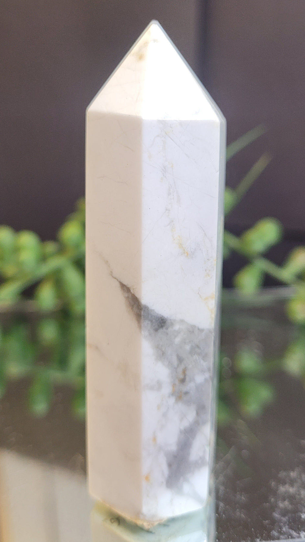 Natural Howlite Tower | 77mm Polished Crystal Point | 69g