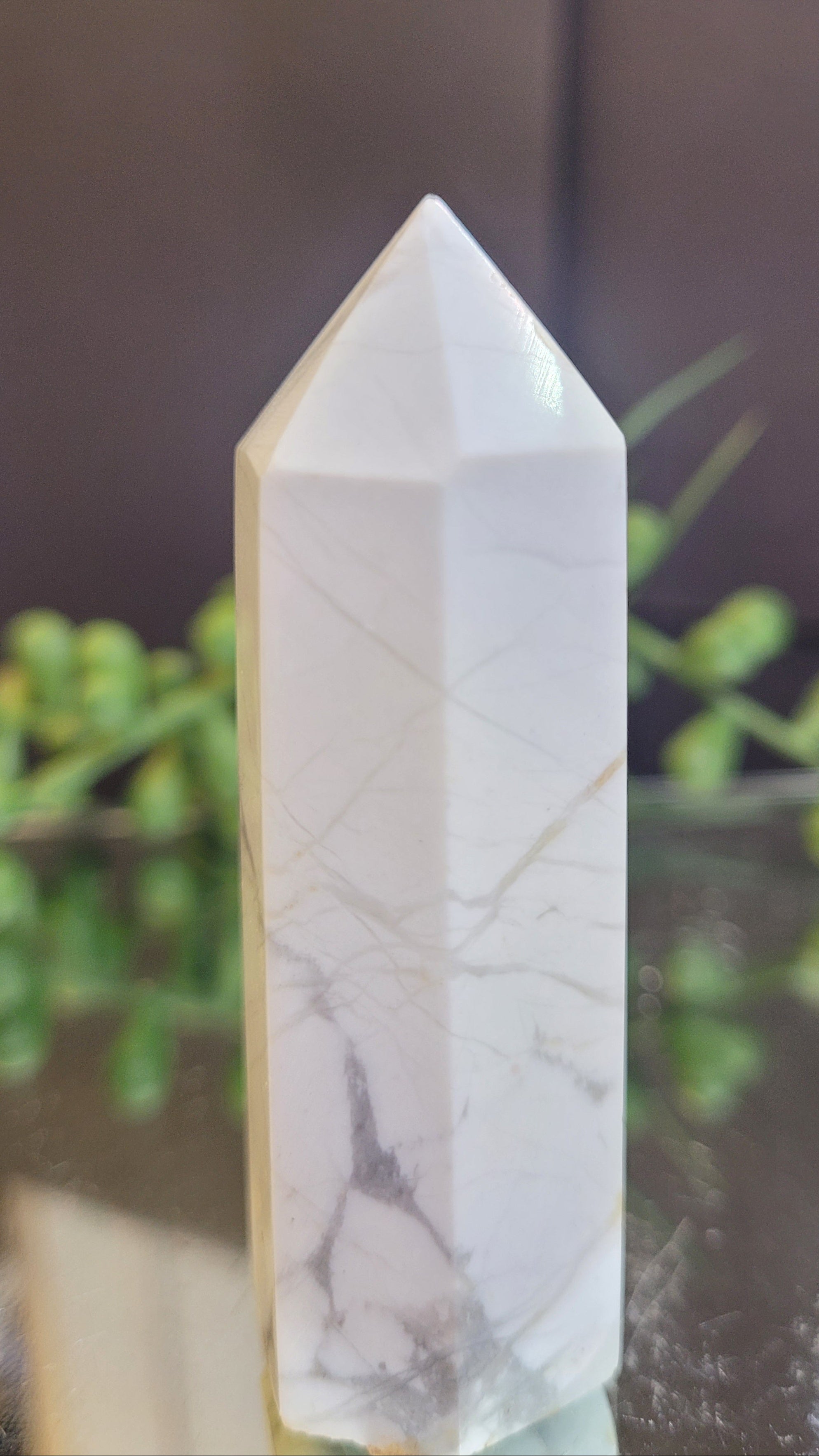 Natural Howlite Tower | 64mm Polished Crystal Point | 59g