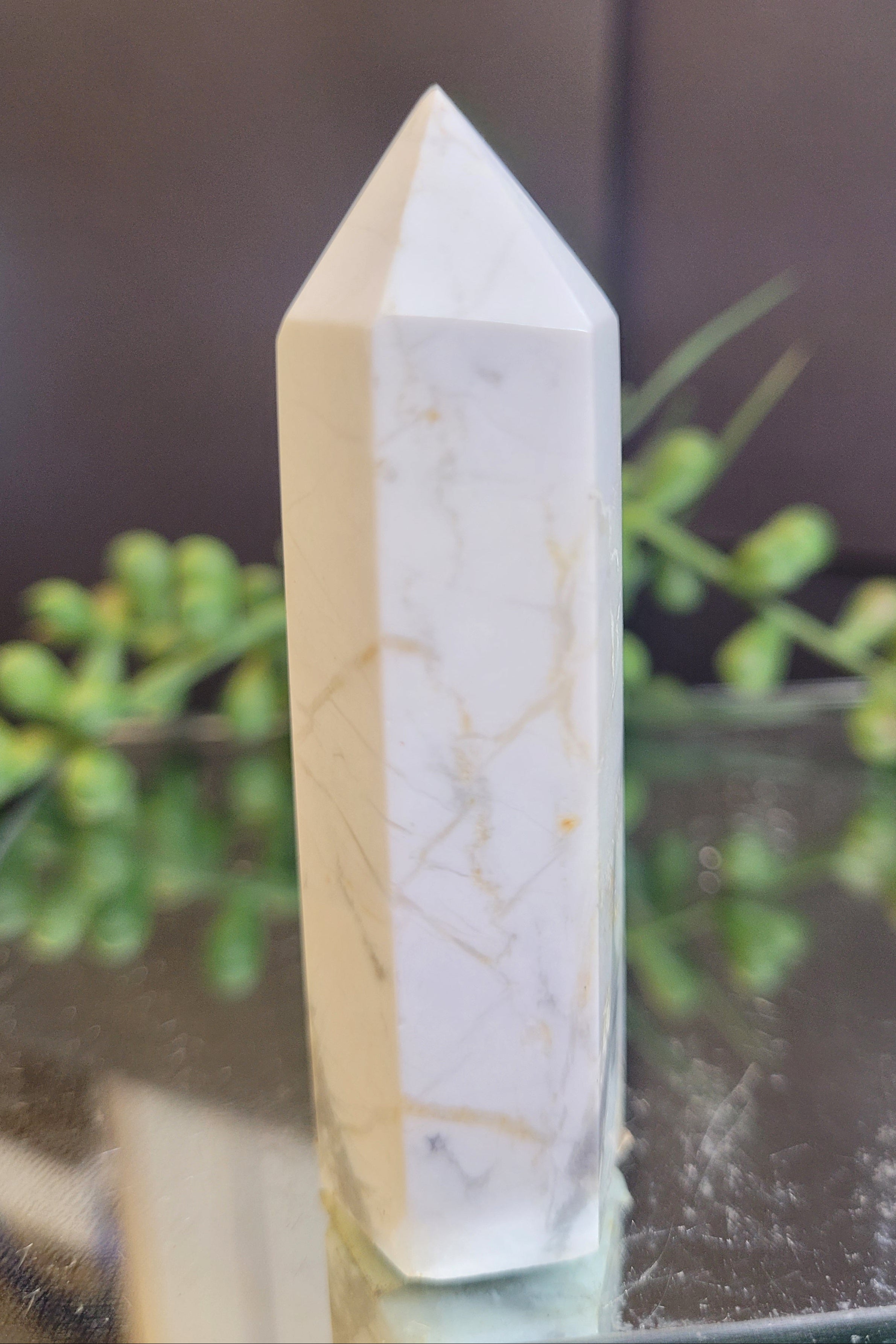 Natural Howlite Tower | 64mm Polished Crystal Point | 59g