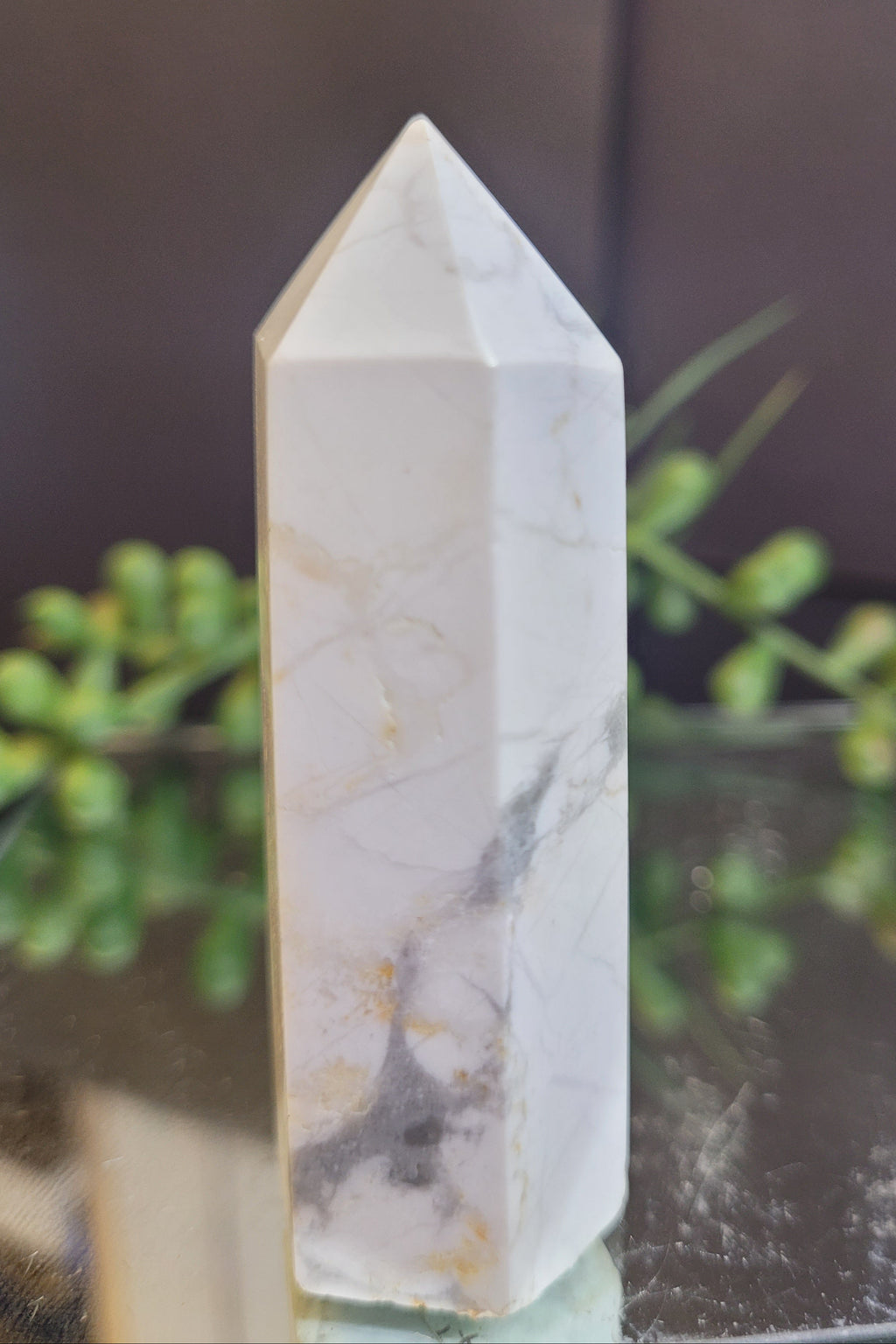 Natural Howlite Tower | 64mm Polished Crystal Point | 59g