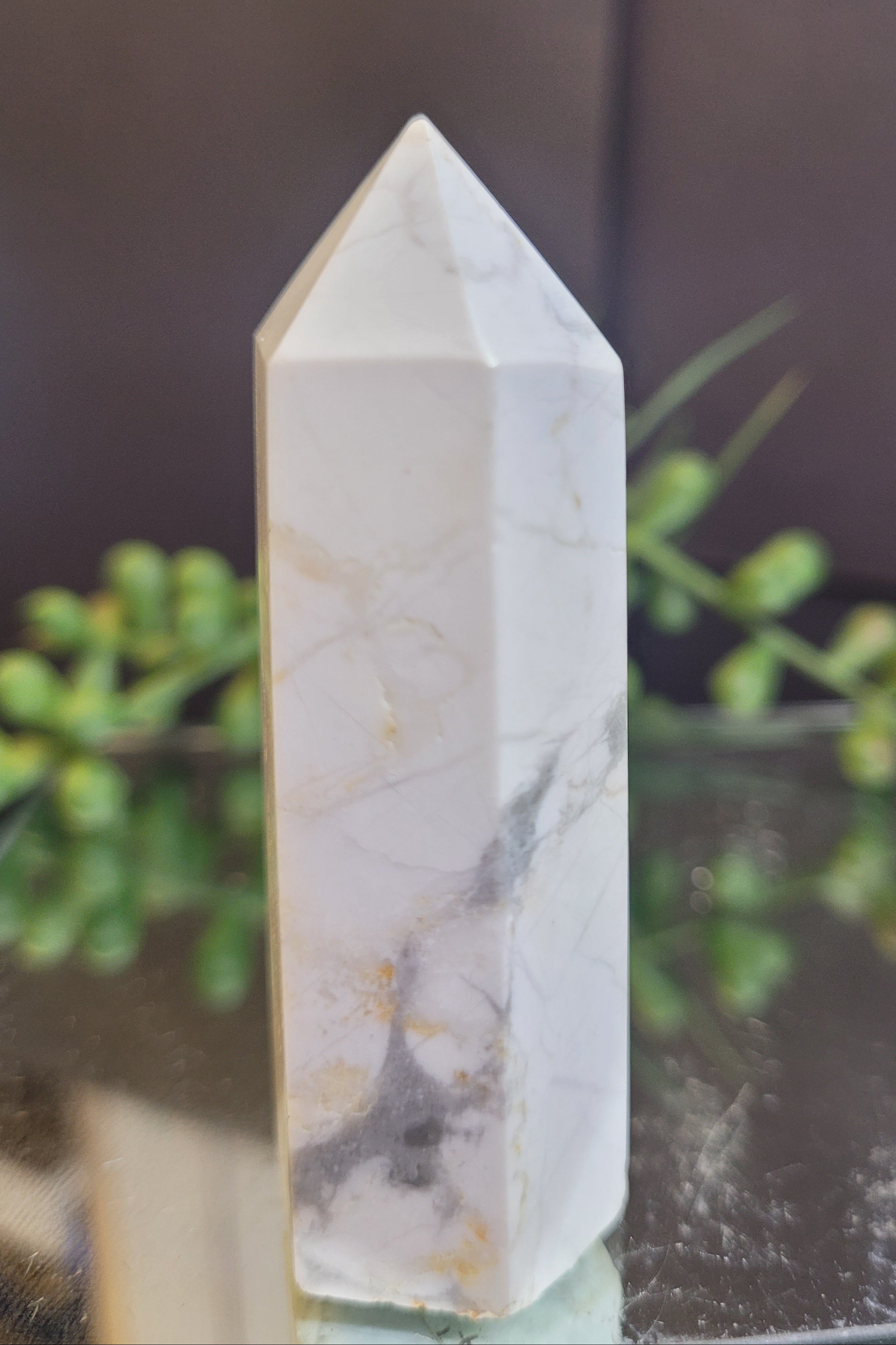 Natural Howlite Tower | 64mm Polished Crystal Point | 59g