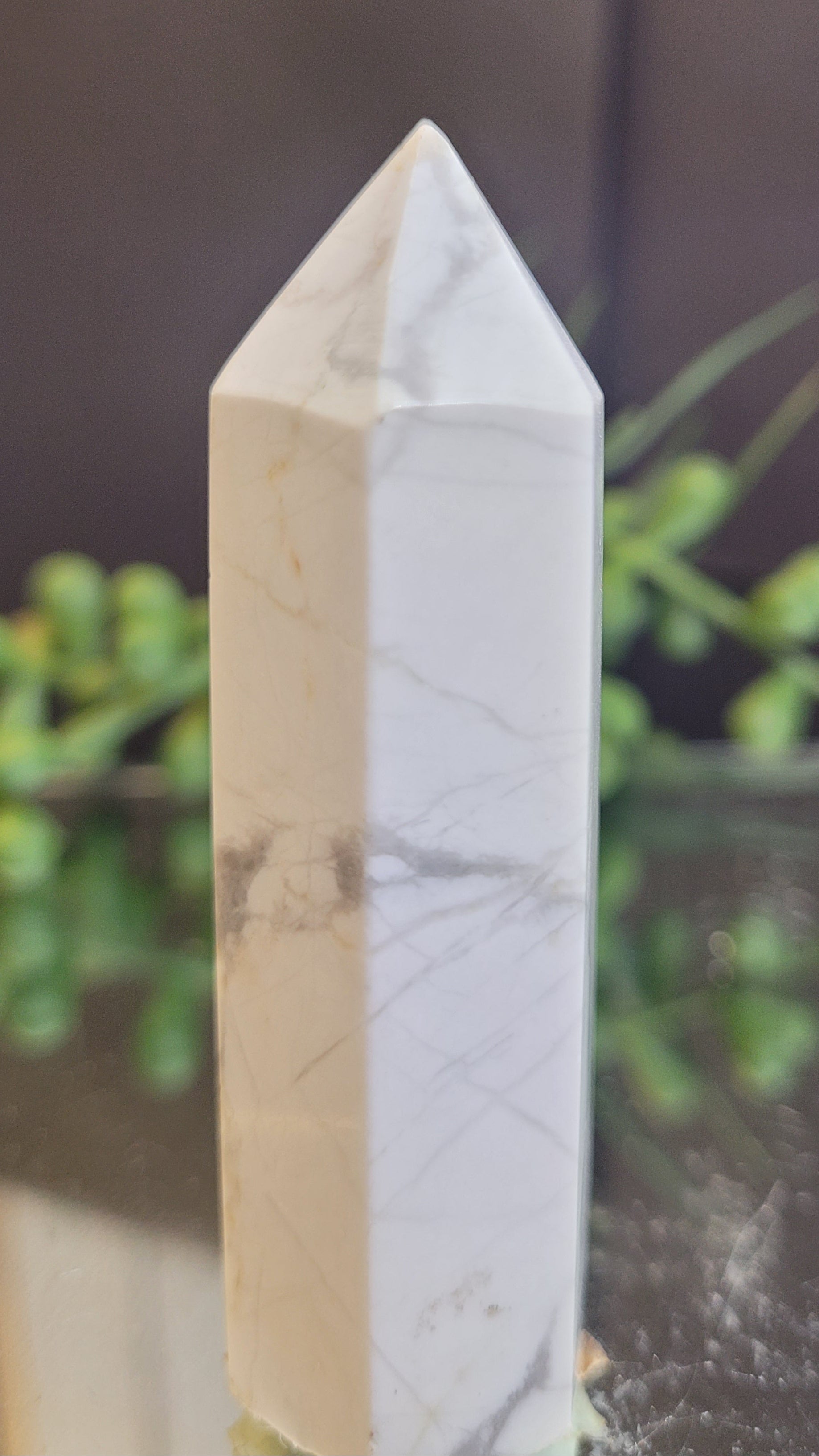 Natural Howlite Tower | 64mm Polished Crystal Point | 59g