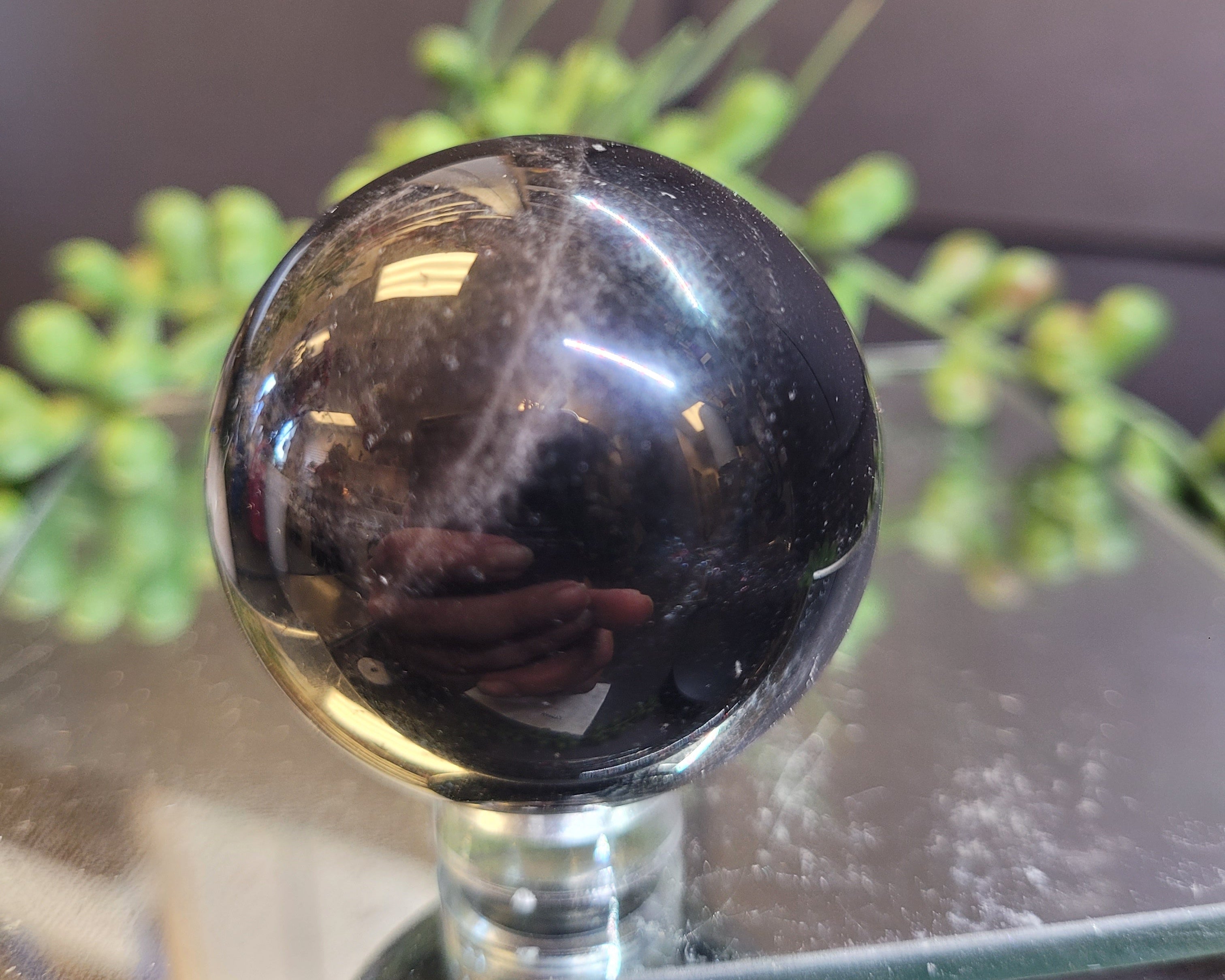 Natural Black Morion Quartz Sphere | 39.3mm Polished Crystal Sphere | 84g