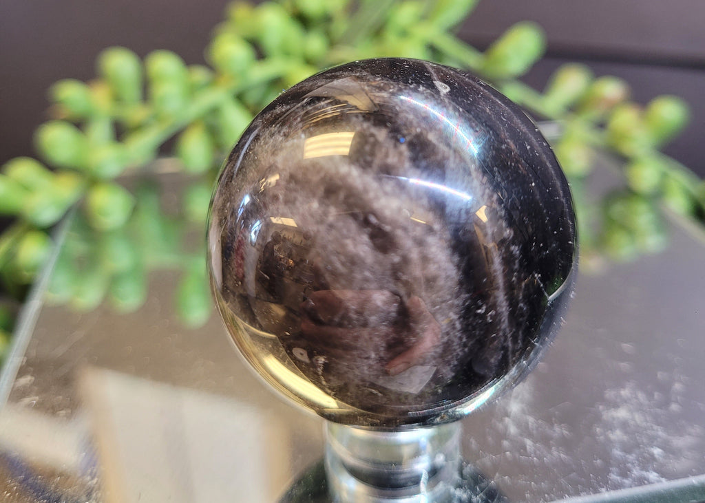 Natural Black Morion Quartz Sphere | 39.3mm Polished Crystal Sphere | 84g
