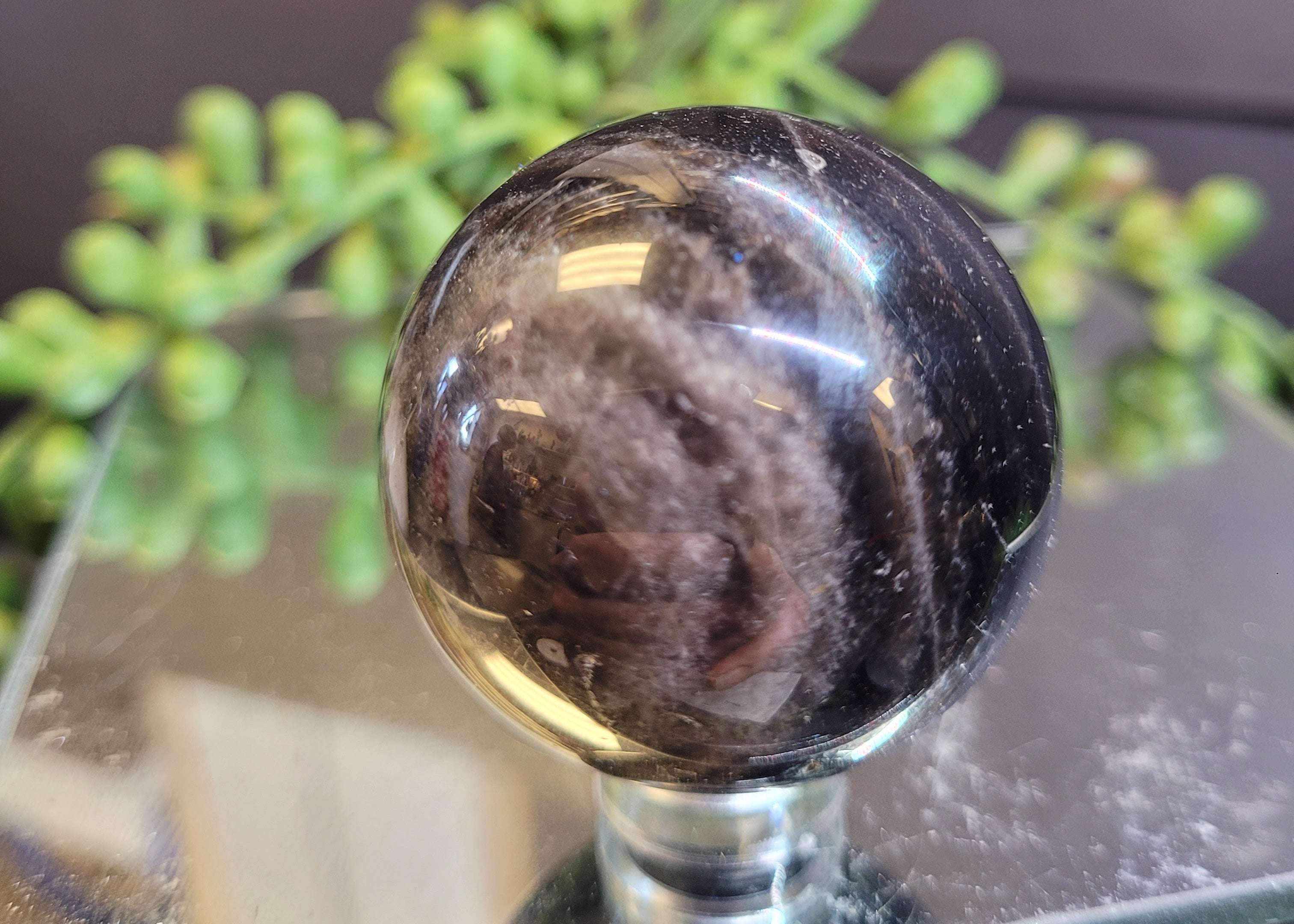 Natural Black Morion Quartz Sphere | 39.3mm Polished Crystal Sphere | 84g