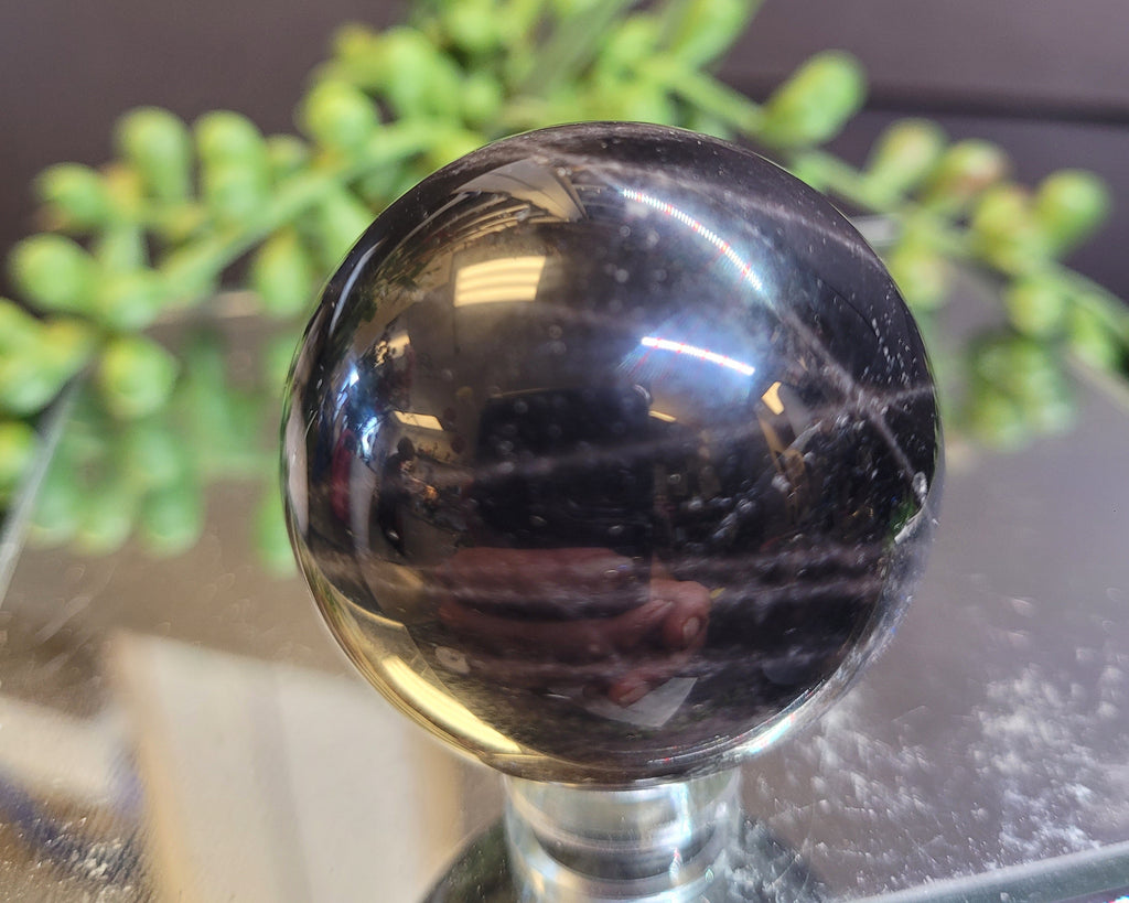 Natural Black Morion Quartz Sphere | 39.3mm Polished Crystal Sphere | 84g