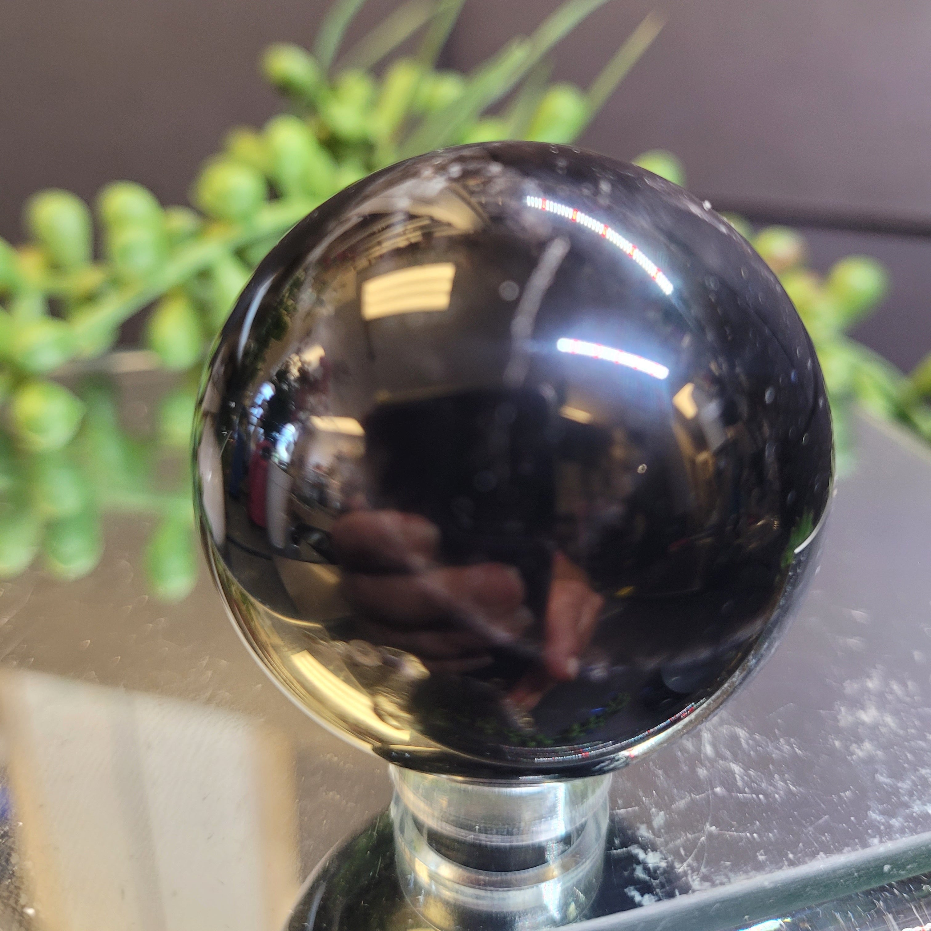Natural Black Morion Quartz Sphere | 40.2mm Polished Crystal Sphere | 90g