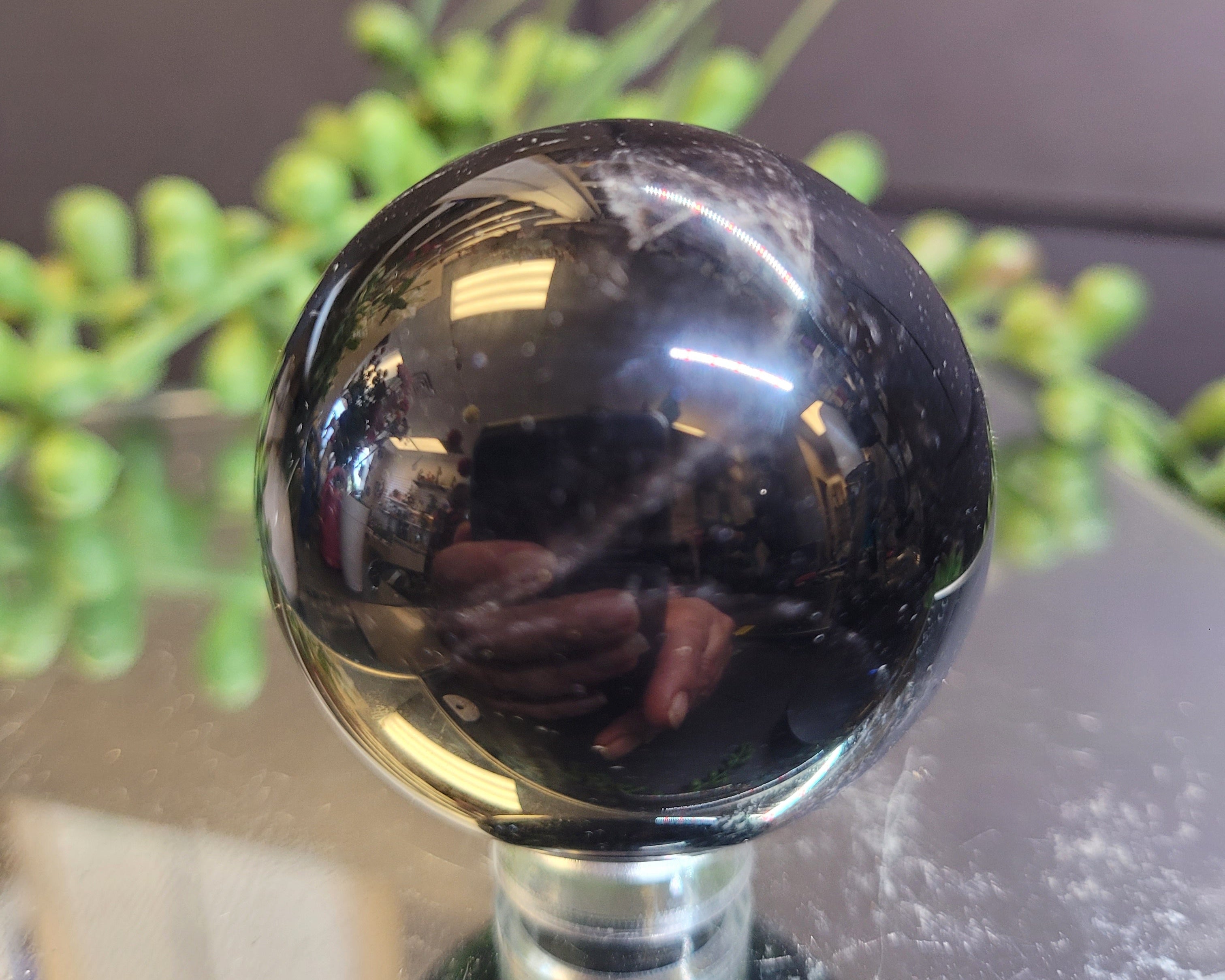 Natural Black Morion Quartz Sphere | 40.2mm Polished Crystal Sphere | 90g