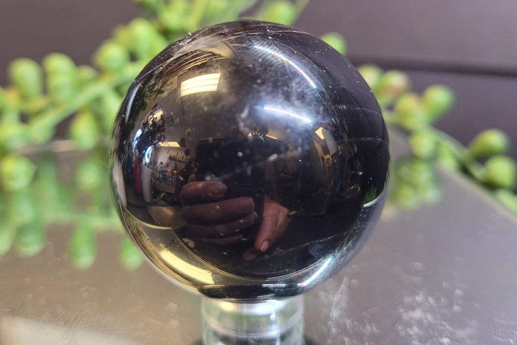 Natural Black Morion Quartz Sphere | 40.2mm Polished Crystal Sphere | 90g