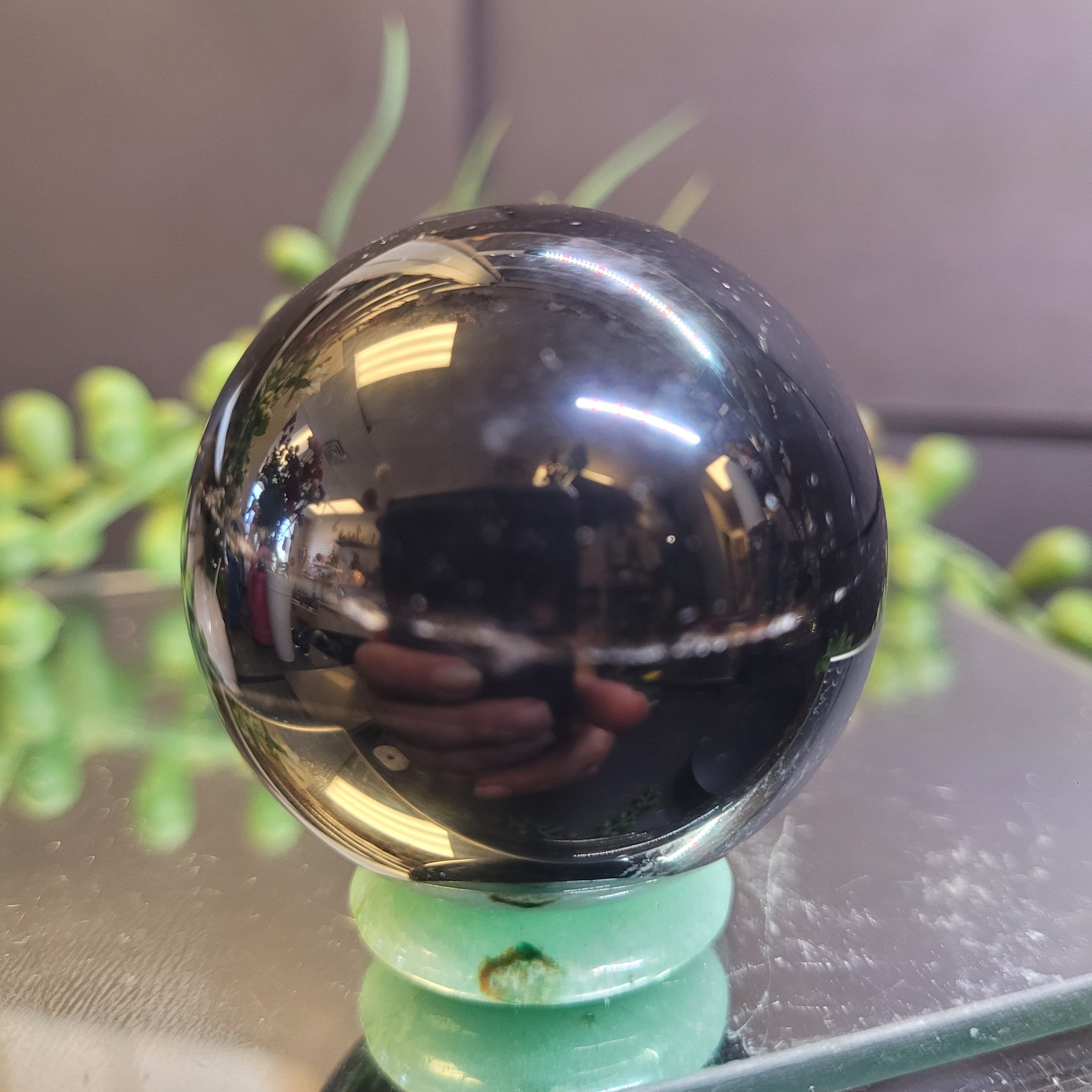 Natural Black Morion Quartz Sphere | 41.3mm Polished Crystal Sphere | 98g