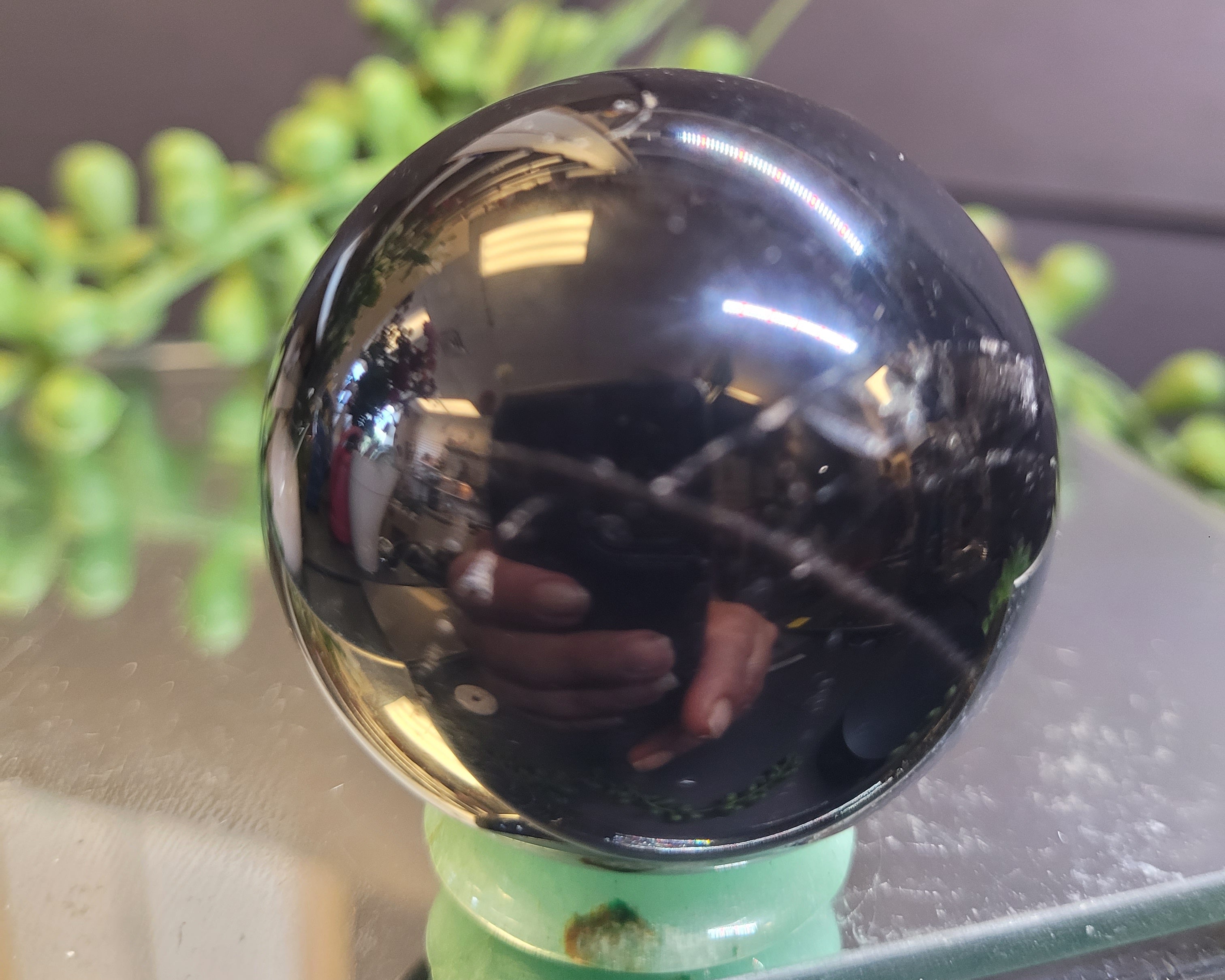 Natural Black Morion Quartz Sphere | 41.3mm Polished Crystal Sphere | 98g