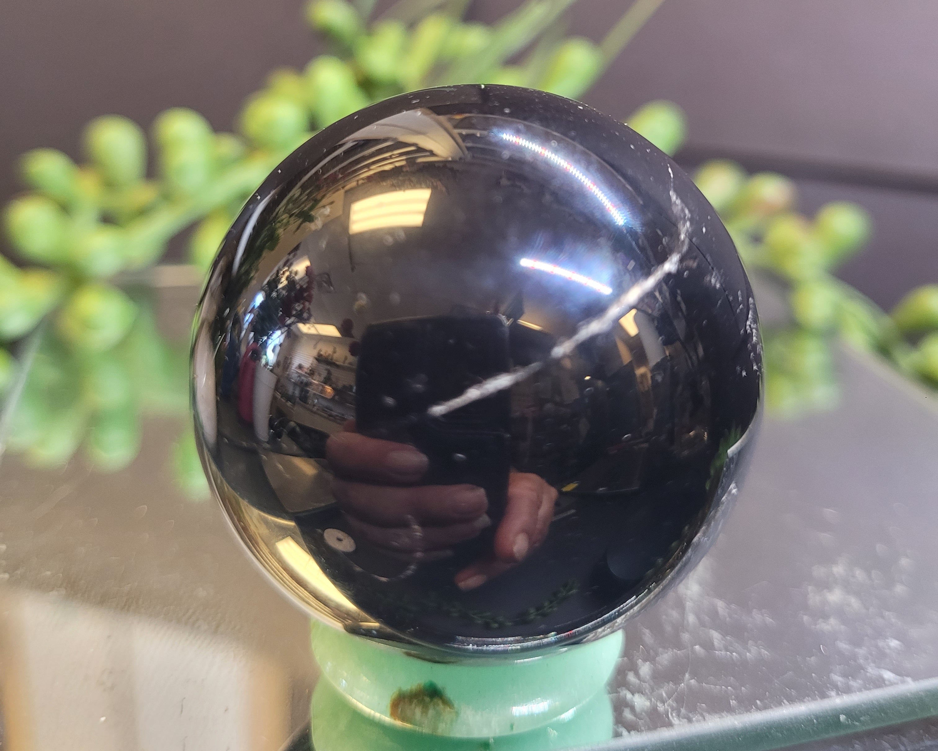 Natural Black Morion Quartz Sphere | 41.3mm Polished Crystal Sphere | 98g