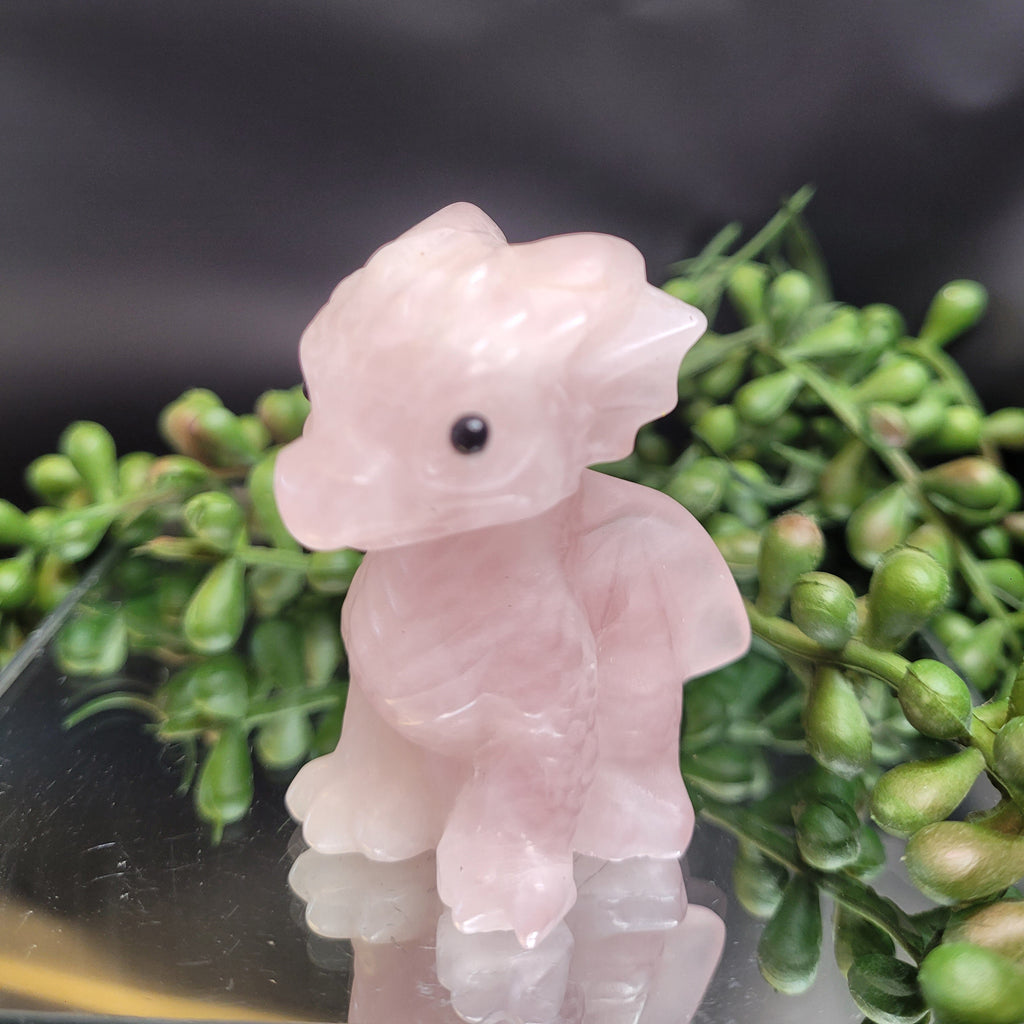 Rose Quartz Baby Dragon | Fantasy Crystal Carving