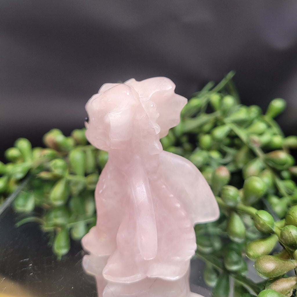 Rose Quartz Baby Dragon | Fantasy Crystal Carving