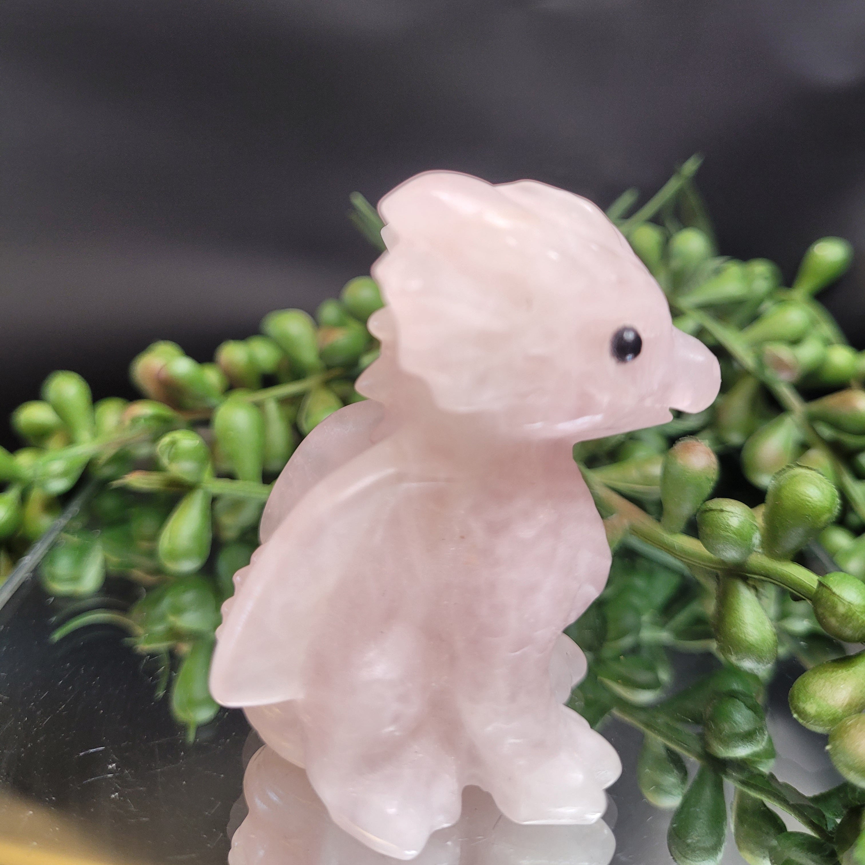 Rose Quartz Baby Dragon | Fantasy Crystal Carving