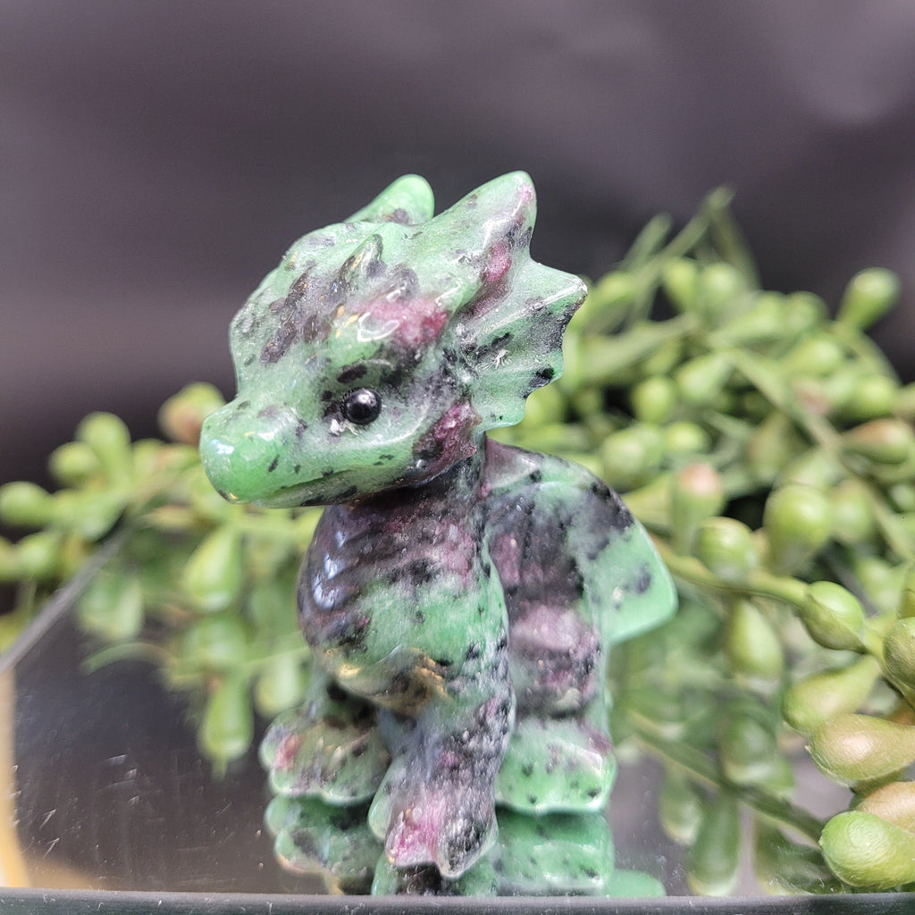 Ruby in Zoisite Baby Dragon Carving | UV Reactive Fantasy Crystal