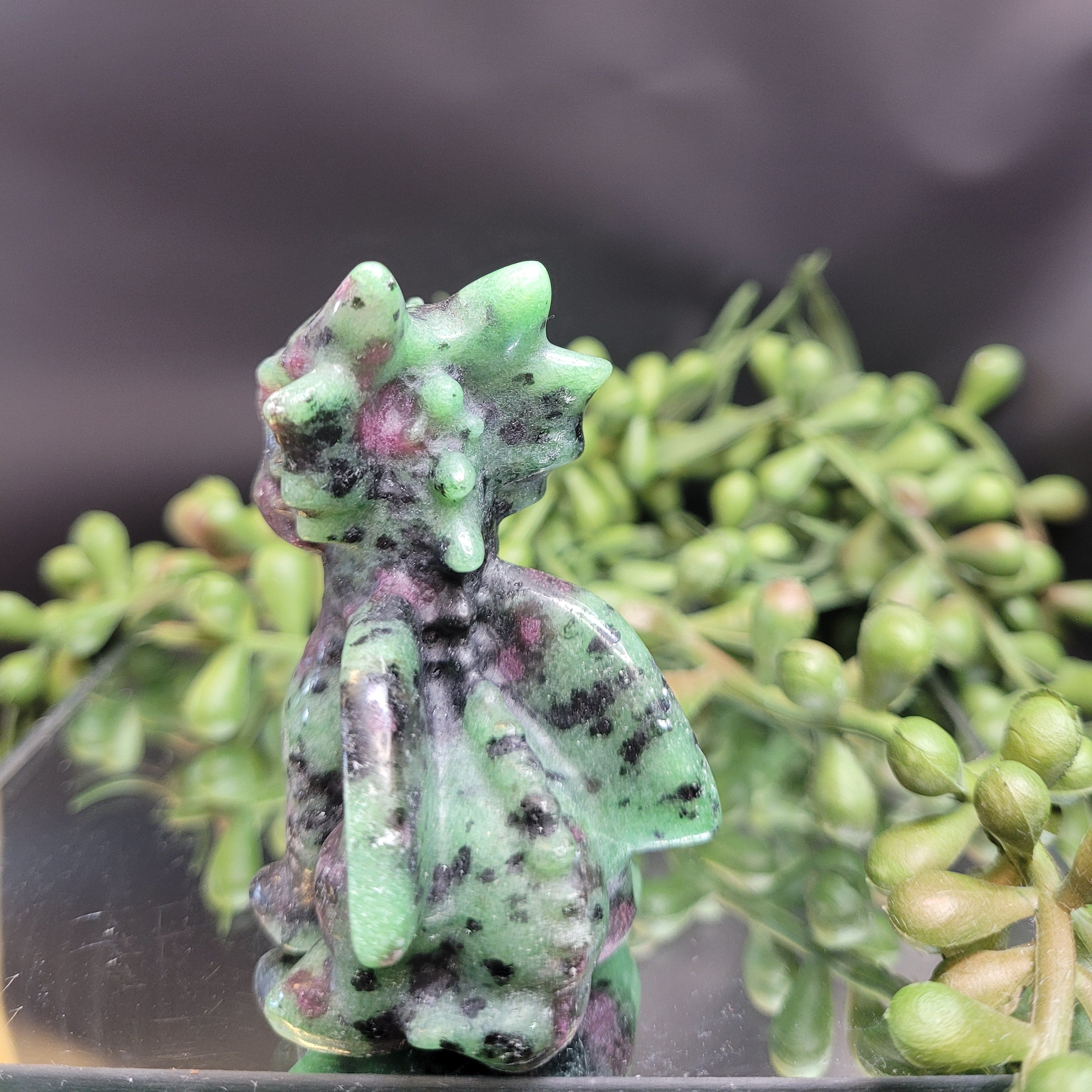 Ruby in Zoisite Baby Dragon Carving | UV Reactive Fantasy Crystal