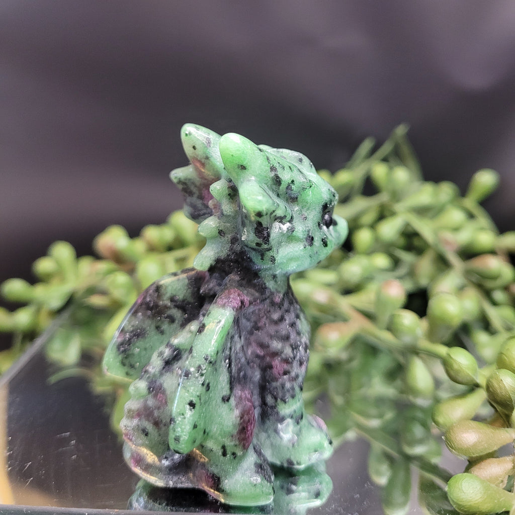 Ruby in Zoisite Baby Dragon Carving | UV Reactive Fantasy Crystal