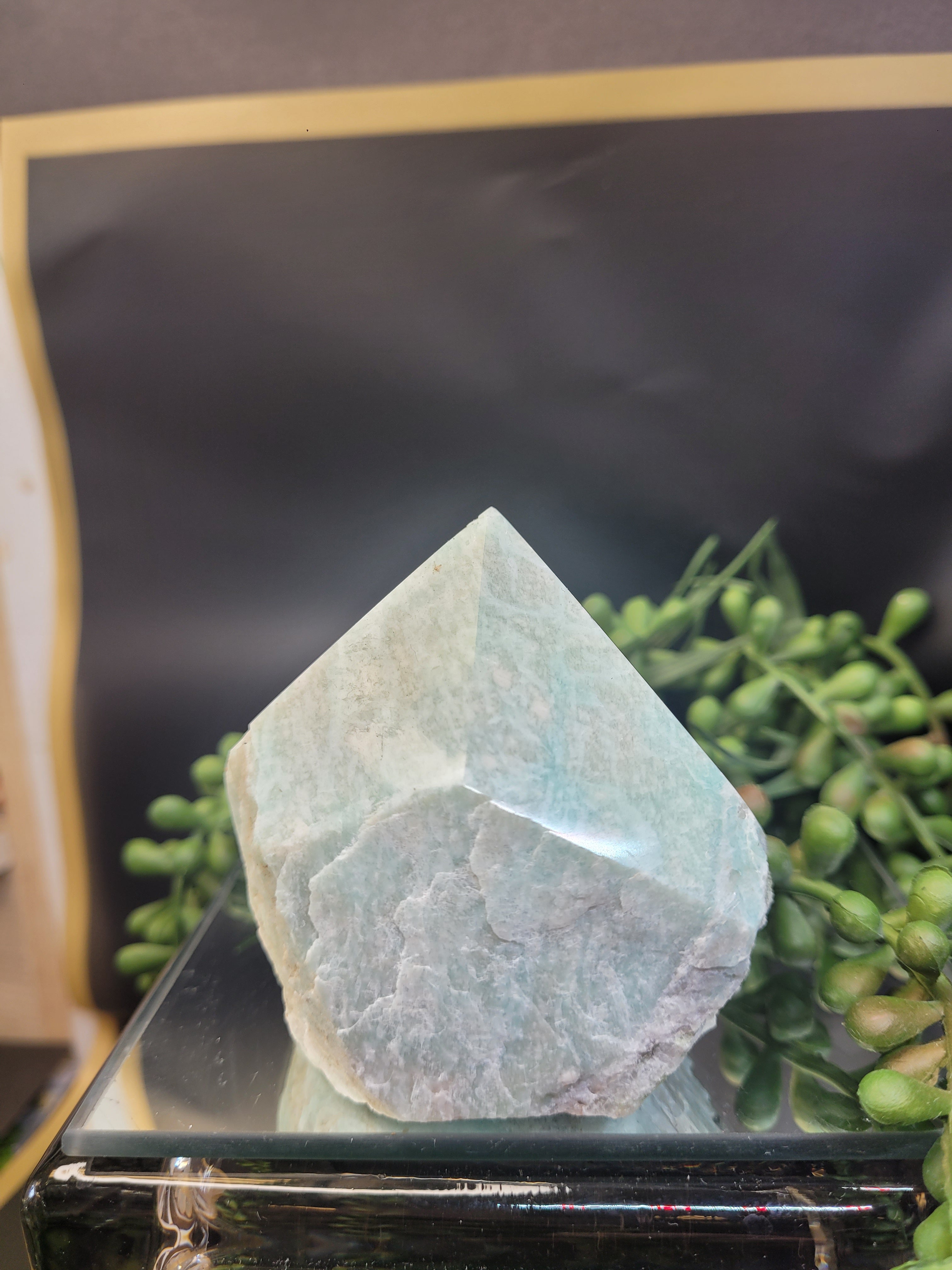 Amazonite Natural Base Point | Polished Crystal Tower
