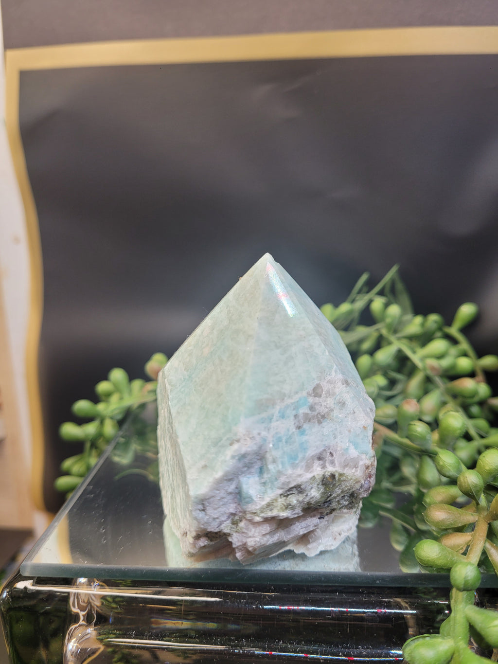 Amazonite Natural Base Point | Polished Crystal Tower