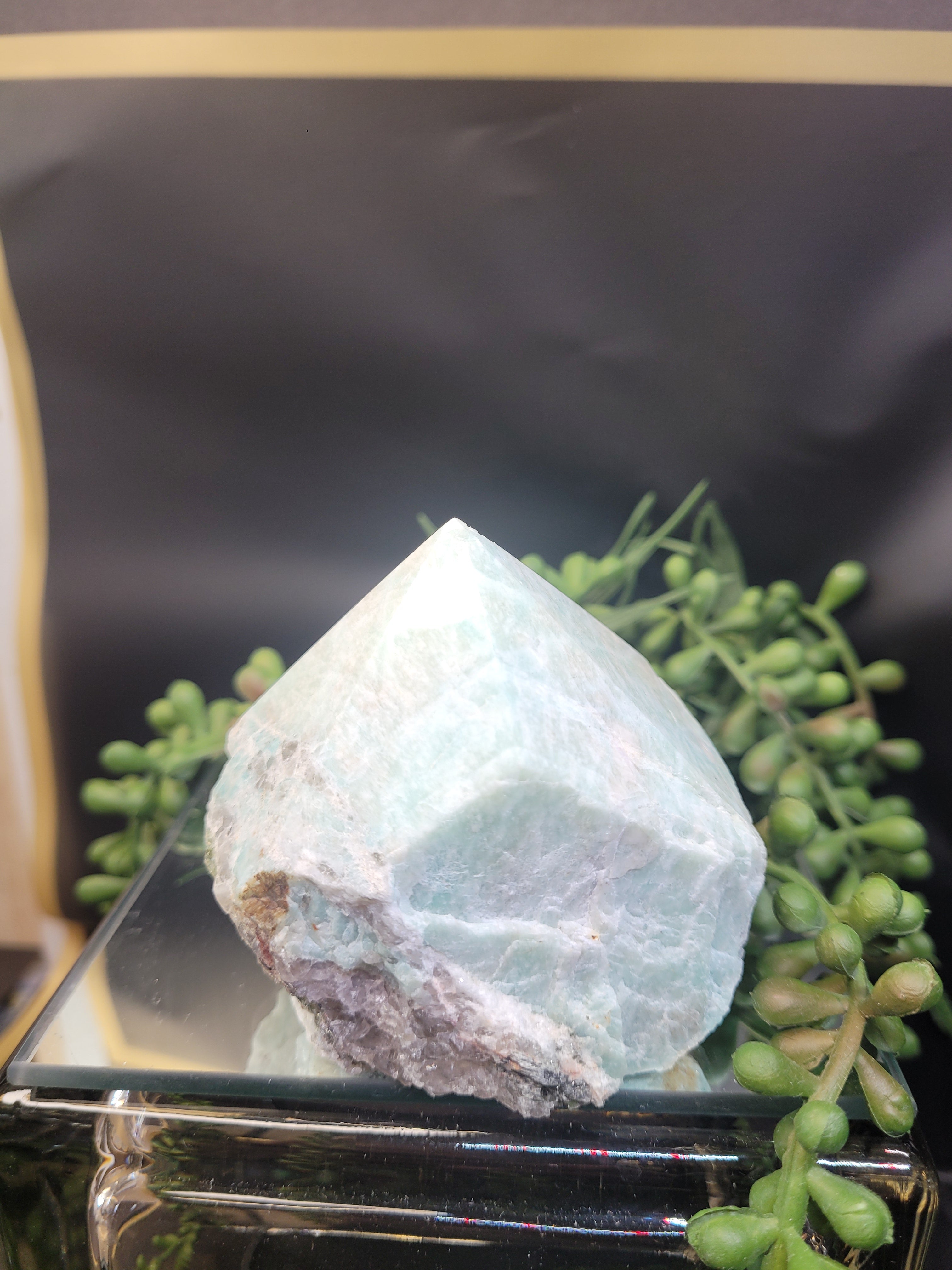 Amazonite Natural Base Point | Polished Crystal Tower