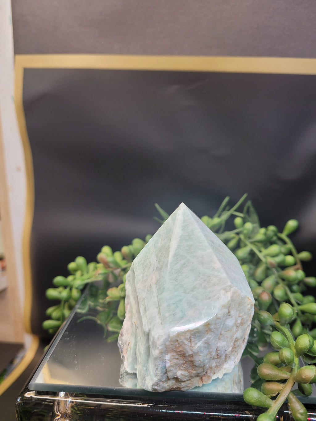 Amazonite Natural Base Point | Polished Crystal Tower