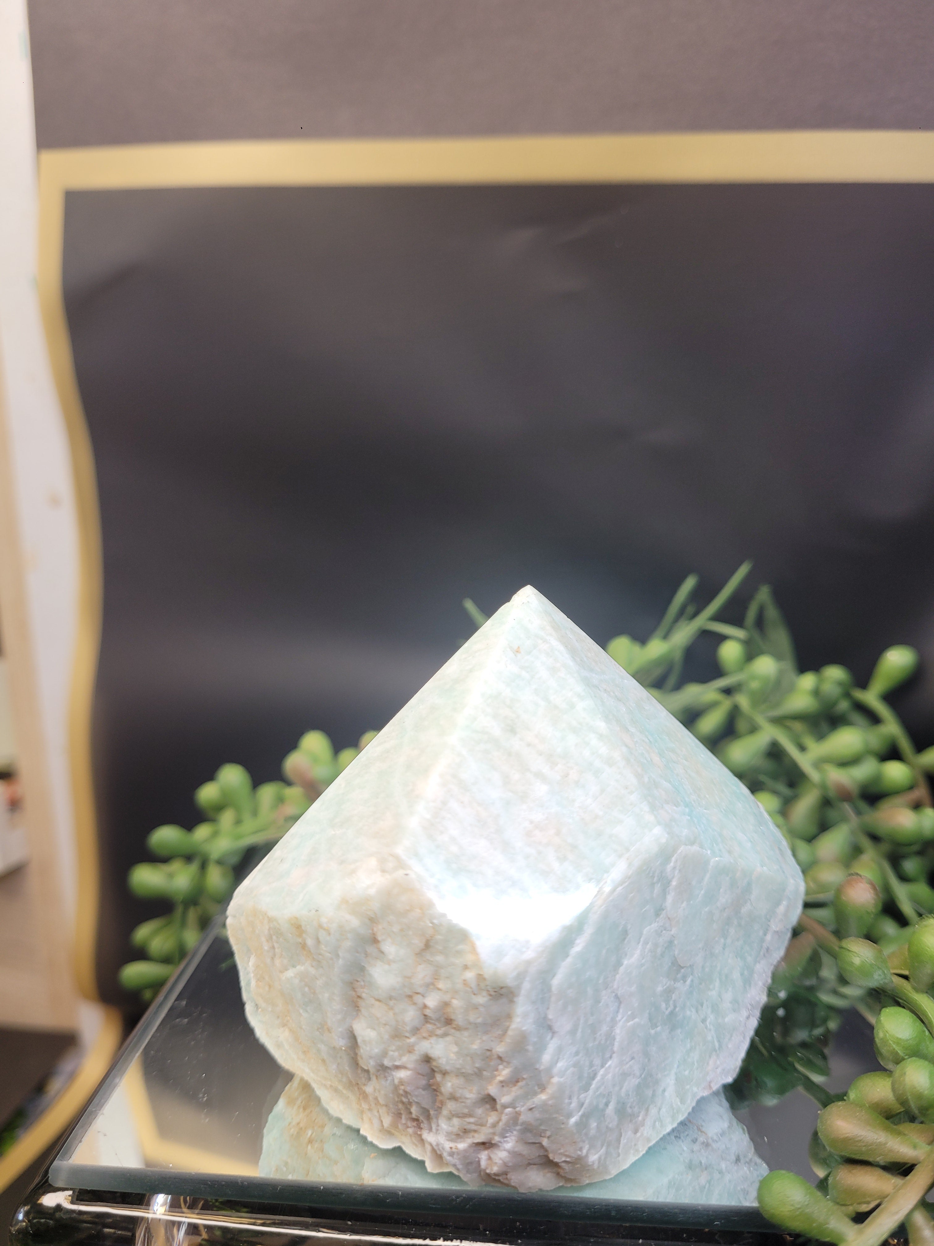 Amazonite Natural Base Point | Polished Crystal Tower