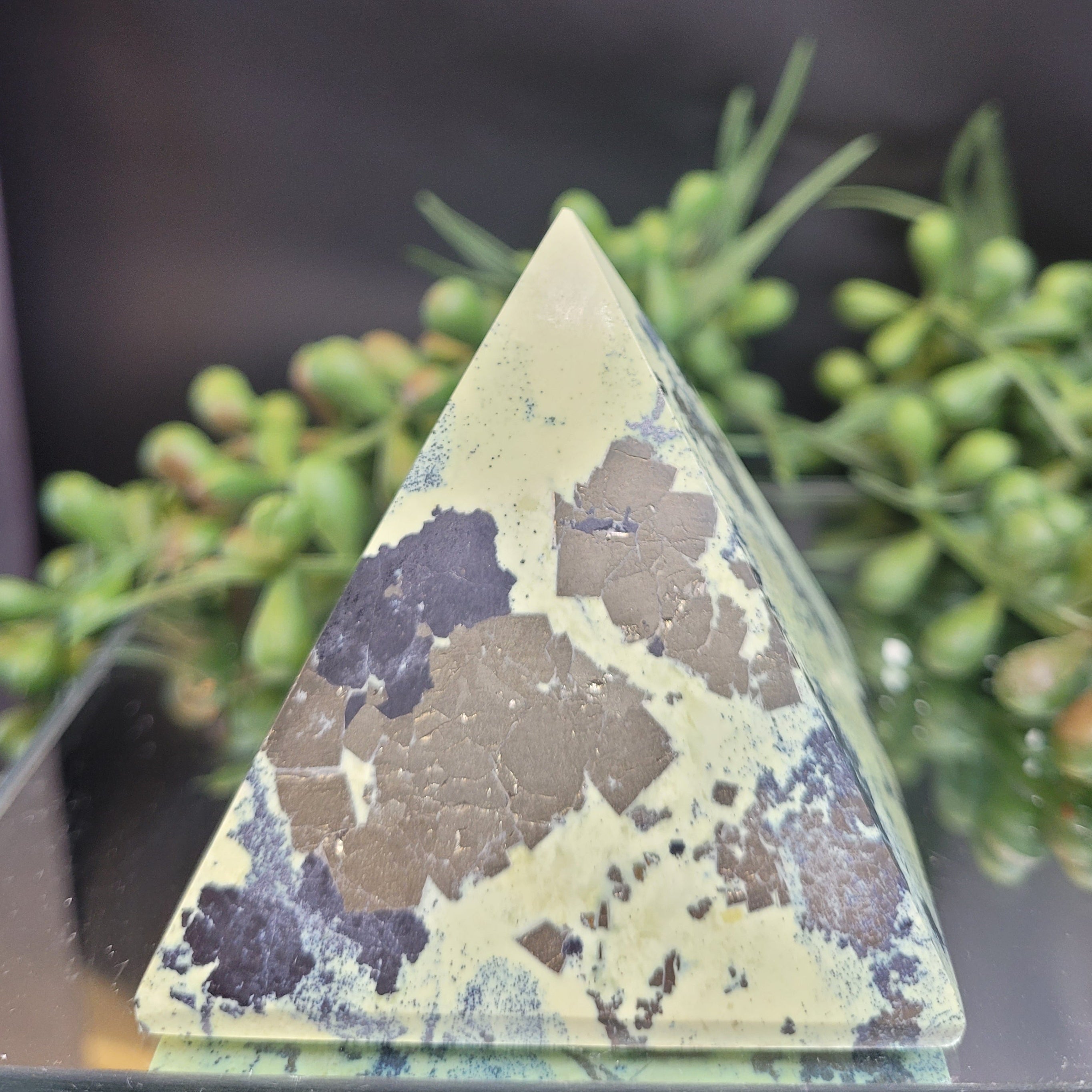 Serpentine with Pyrite Pyramid