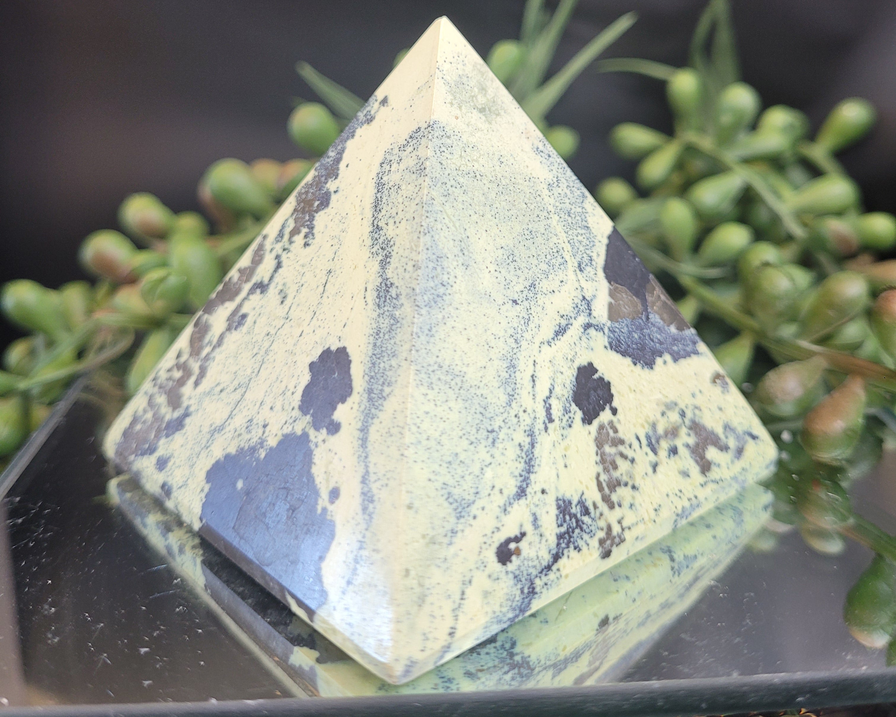 Serpentine with Pyrite Pyramid