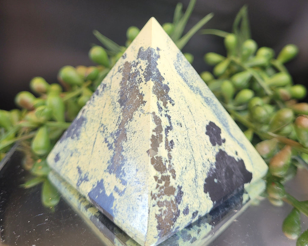 Serpentine with Pyrite Pyramid