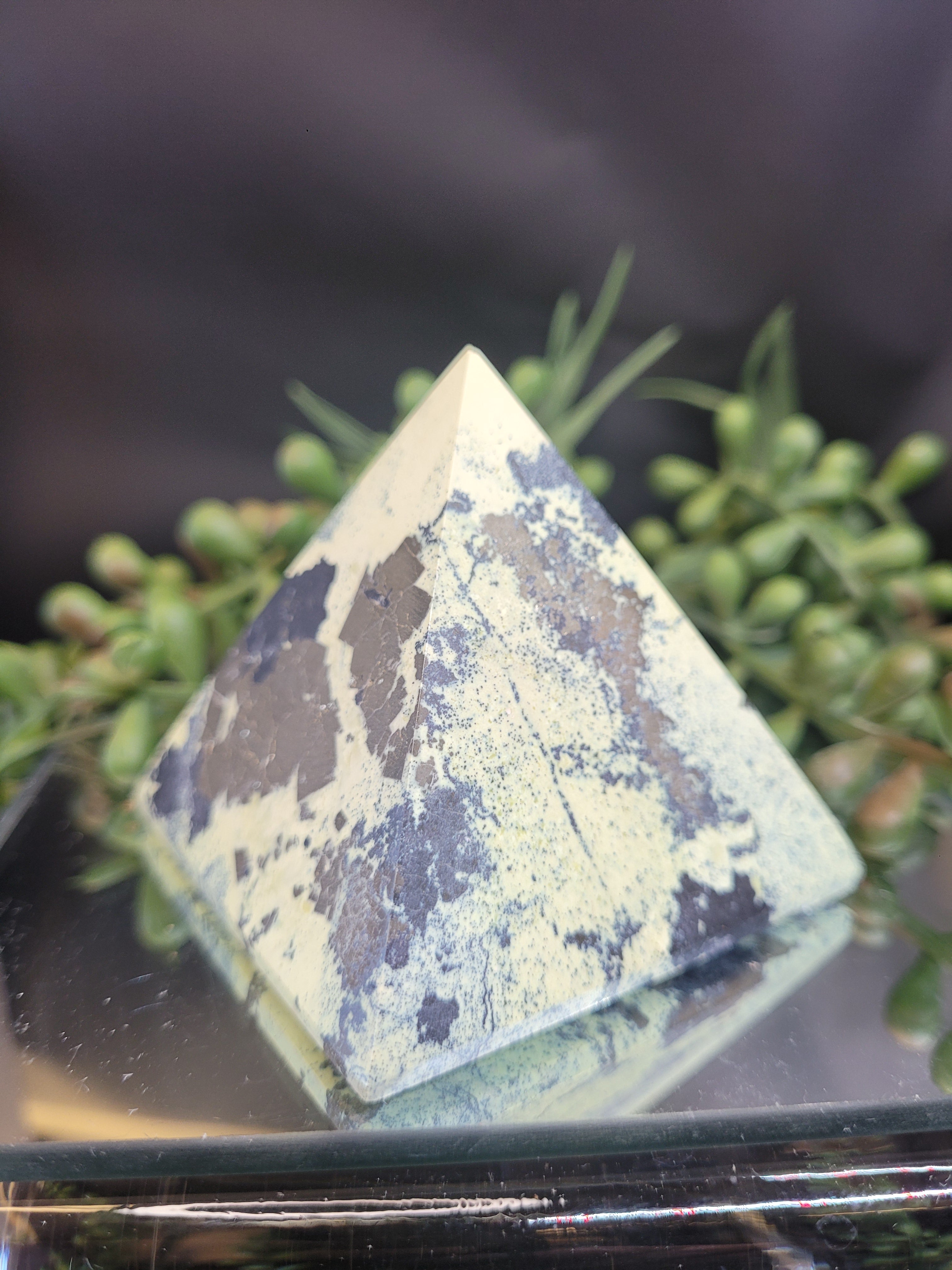 Serpentine with Pyrite Pyramid
