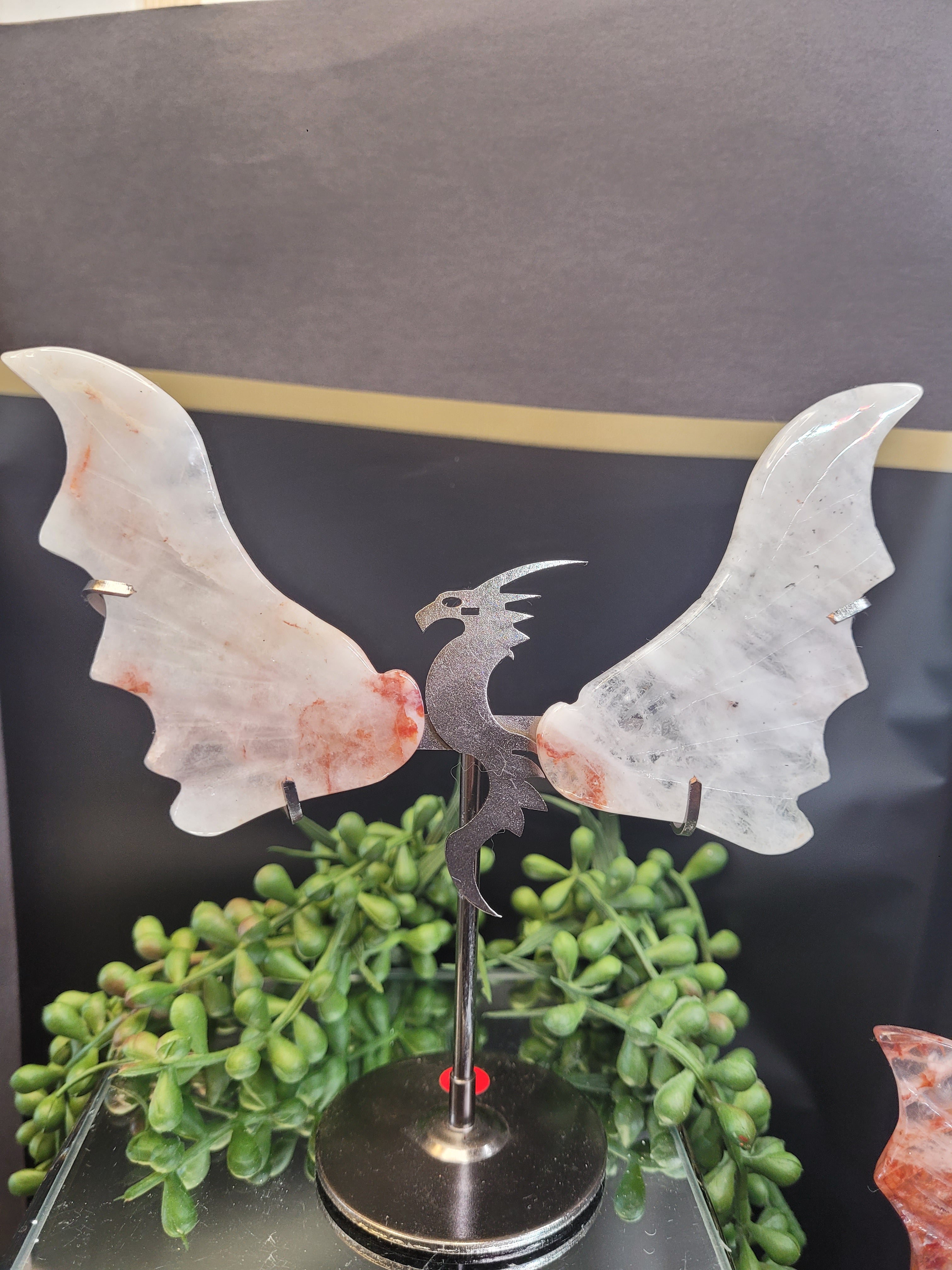 Crystal Dragon Wings on Stand | Choose Your Stone