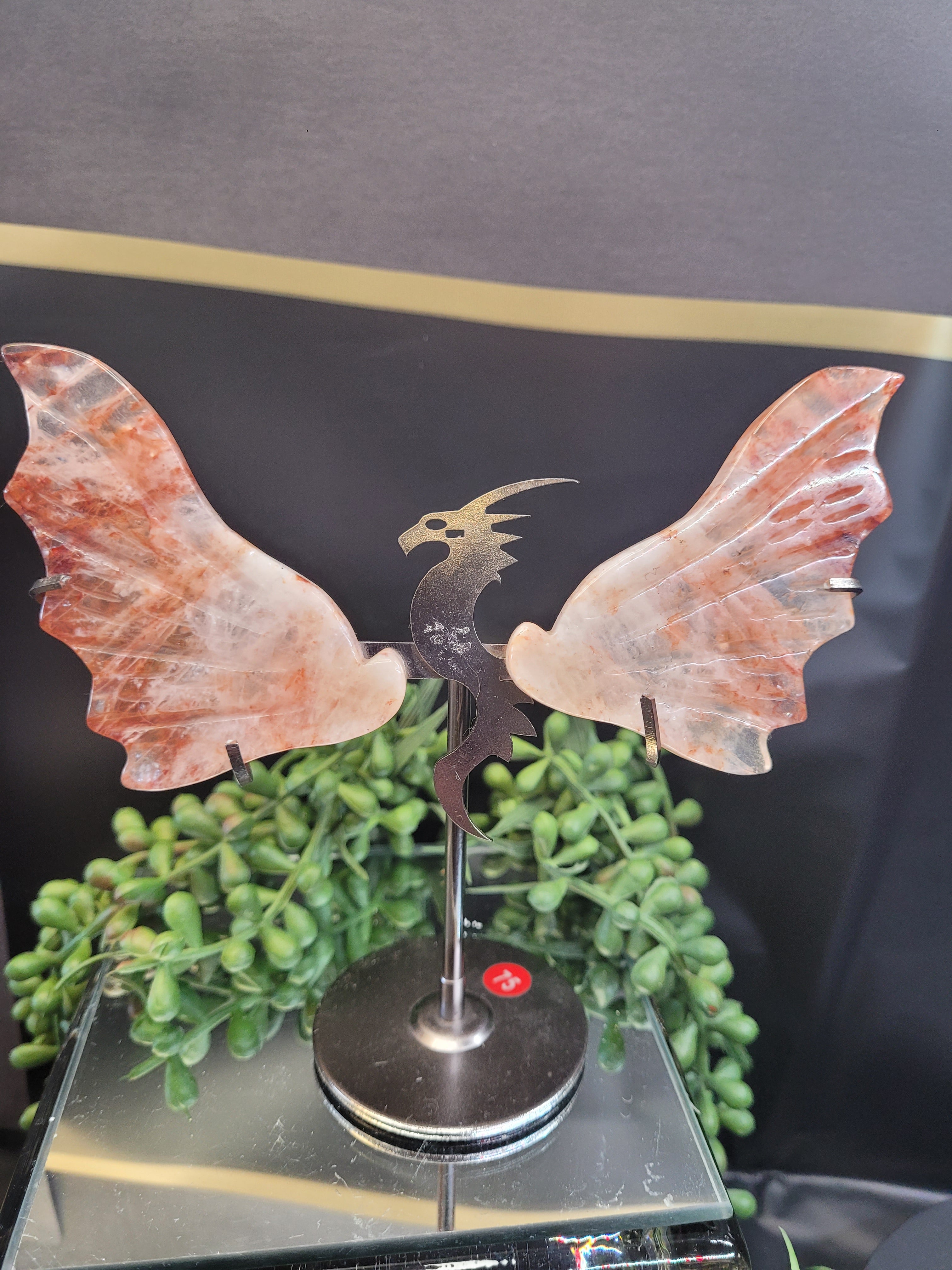 Crystal Dragon Wings on Stand | Choose Your Stone
